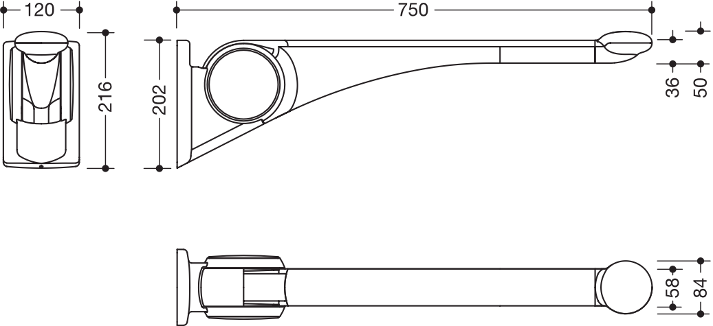 HEWI Stützklappgriff „Serie 802 LifeSystem“