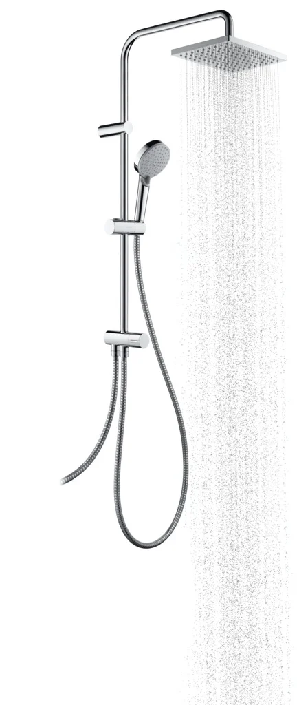 Hansgrohe Vernis Shape Showerpipe 230 1jet Reno Chrom, Aufputzinstallation, 400 mm Brausearmlänge, 80 cm oder 160 cm Metaflex Brauseschlauch Hansgrohe Vernis Shape Showerpipe 230 1jet Reno Chrom, Aufputzinstallation, 400 mm Brausearmlänge, 80 cm oder 160 cm Metaflex Brauseschlauch