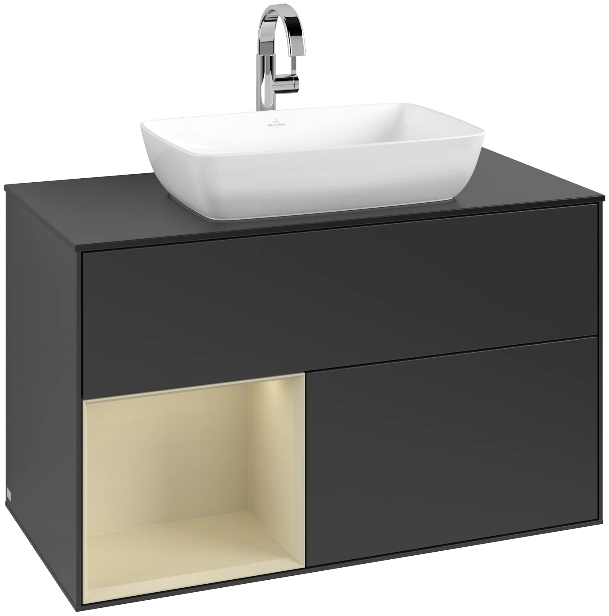 Villeroy & Boch Waschbeckenunterschrank Finion F77, 1000x603x501 mm, Black Matt Lacquer, mit Beleuchtung und Push-to-open Funktion Villeroy & Boch Waschbeckenunterschrank Finion F77, 1000x603x501 mm, Black Matt Lacquer, mit Beleuchtung und Push-to-open Funktion