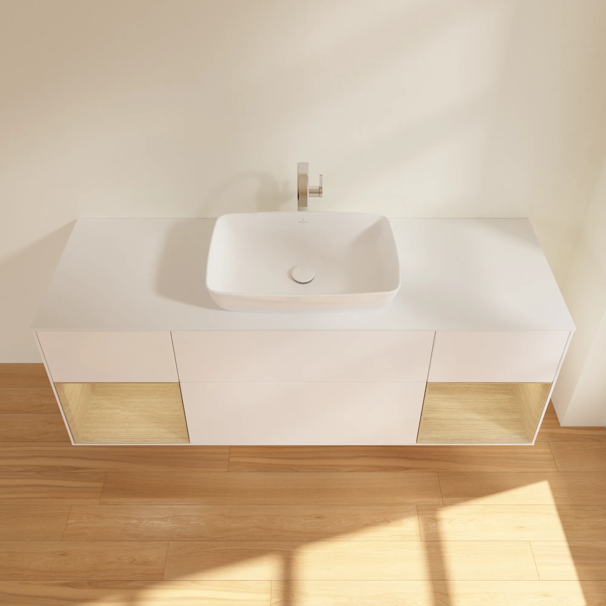 Villeroy & Boch Waschtischunterschrank „Finion“ für Schrankwaschtisch 1600 × 603 × 501 mm White Matt Lacquer, für Becken mittig, mit Hahnlochbohrung Villeroy & Boch Waschtischunterschrank „Finion“ für Schrankwaschtisch 1600 × 603 × 501 mm White Matt Lacquer, für Becken mittig, mit Hahnlochbohrung