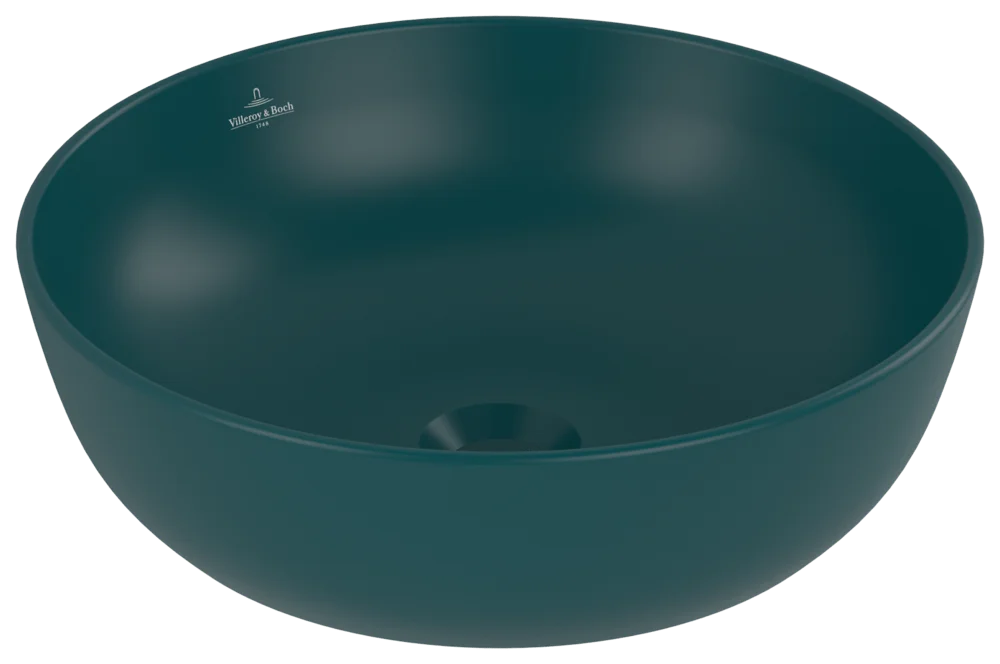 Villeroy & Boch Artis Aufsatzwaschbecken TitanCeram 430x430mm Rund o. Überlauf Teal CeramicPlus