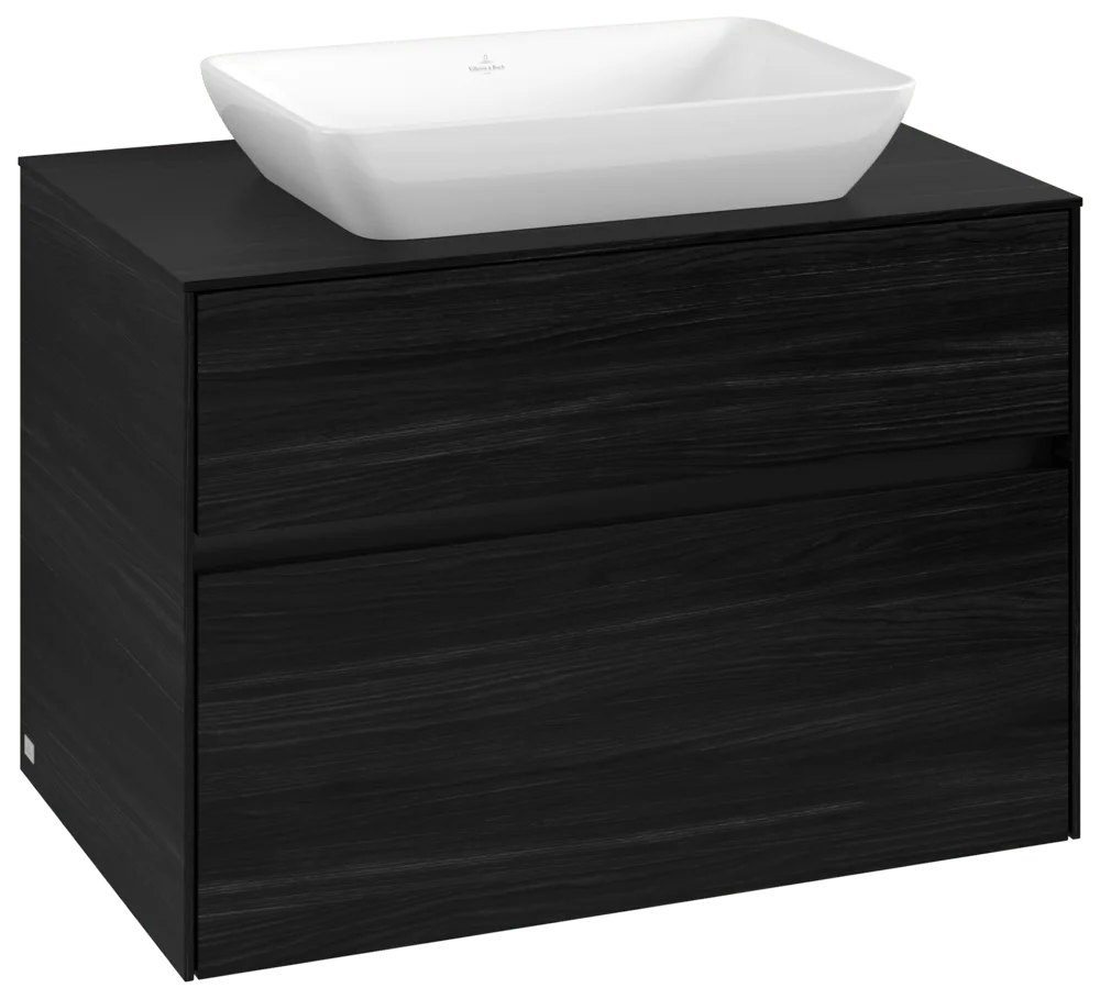 Villeroy & Boch Waschbeckenunterschrank Collaro C108B0, Black Oak, 800 x 548 x 500 mm, mit Beleuchtung und SoftClosing, Eckig