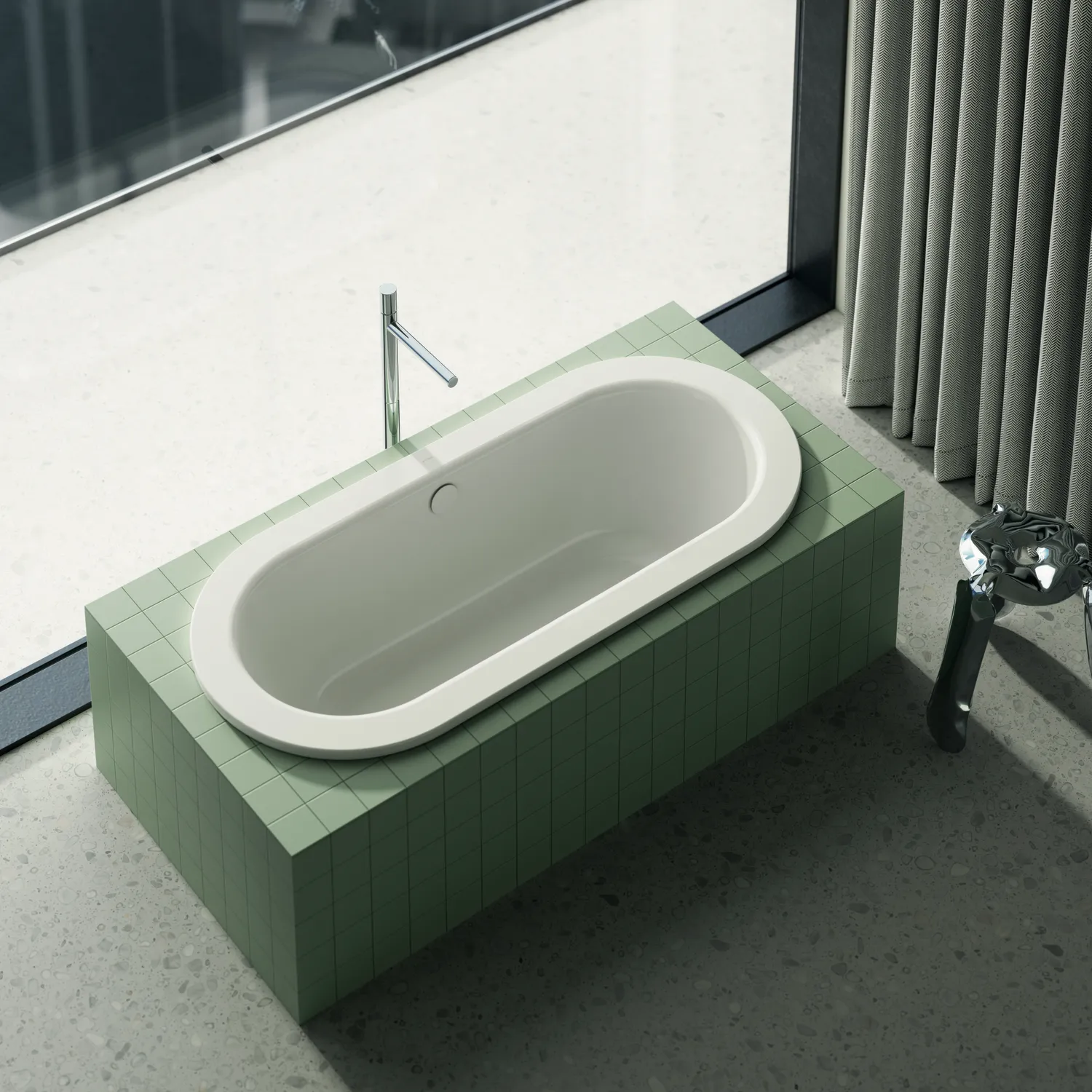 Bette BetteStarlet Oval Badewanne, 1500 x 800 mm, 30 mm Randhöhe, 2-Sitzer, glasierter Titan-Stahl, BetteGlasur® Plus