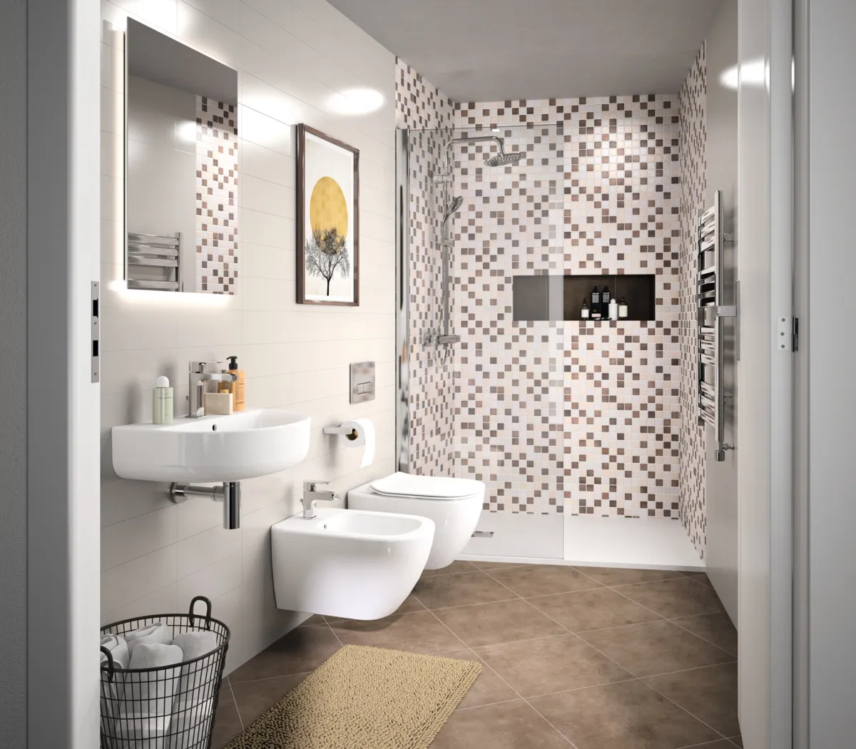 Bidetarmatur Cerafine D, mit Ablaufgarnitur, Ausladung 125mm, Chrom Bidetarmatur Cerafine D, mit Ablaufgarnitur, Ausladung 125mm, Chrom