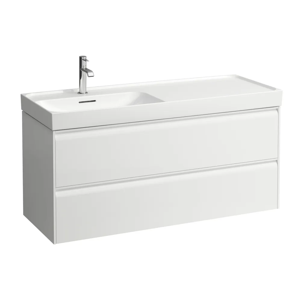 Waschtischunterbau MEDA 448x1182x515 2 Schubladen integrierte Griffleiste für Waschtisch H817110 weiß matt