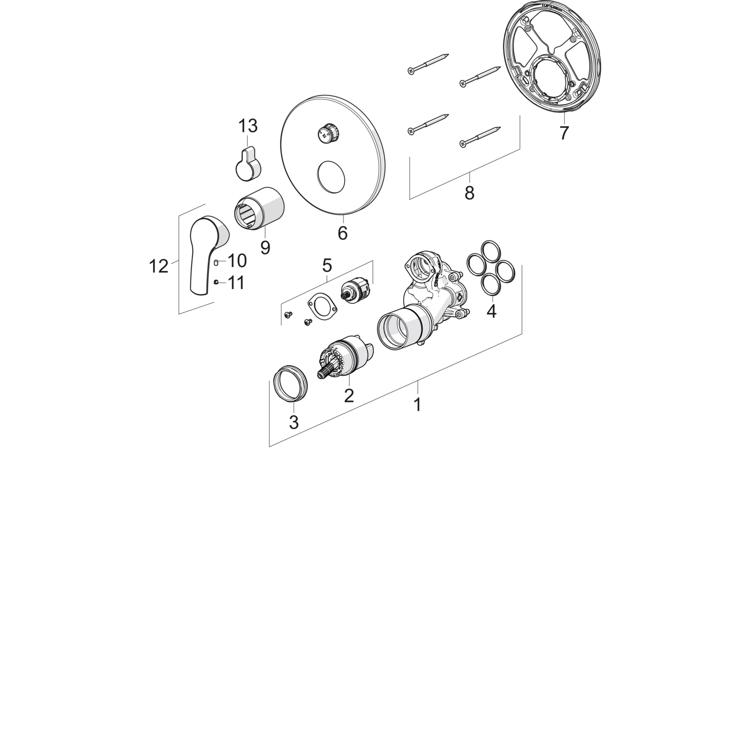 Einhebelmischer Fertigmontageset für Wanne/Brause PINTO 8526 Rosette rund Chrom Einhebelmischer Fertigmontageset für Wanne/Brause PINTO 8526 Rosette rund Chrom
