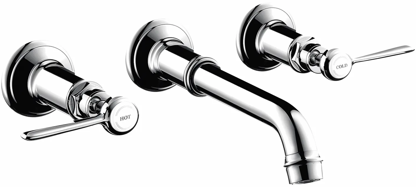 3-Loch Waschtischarmatur Axor Montreux Wand Fertigset Hebelgriff chrom
