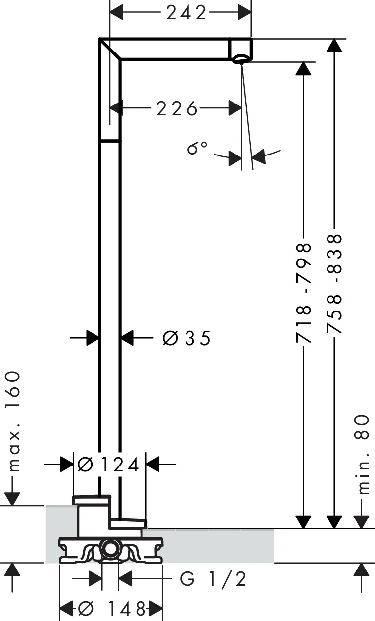 Wanneneinlauf Axor Uno zur Bodenmontage chrom Wanneneinlauf Axor Uno zur Bodenmontage chrom