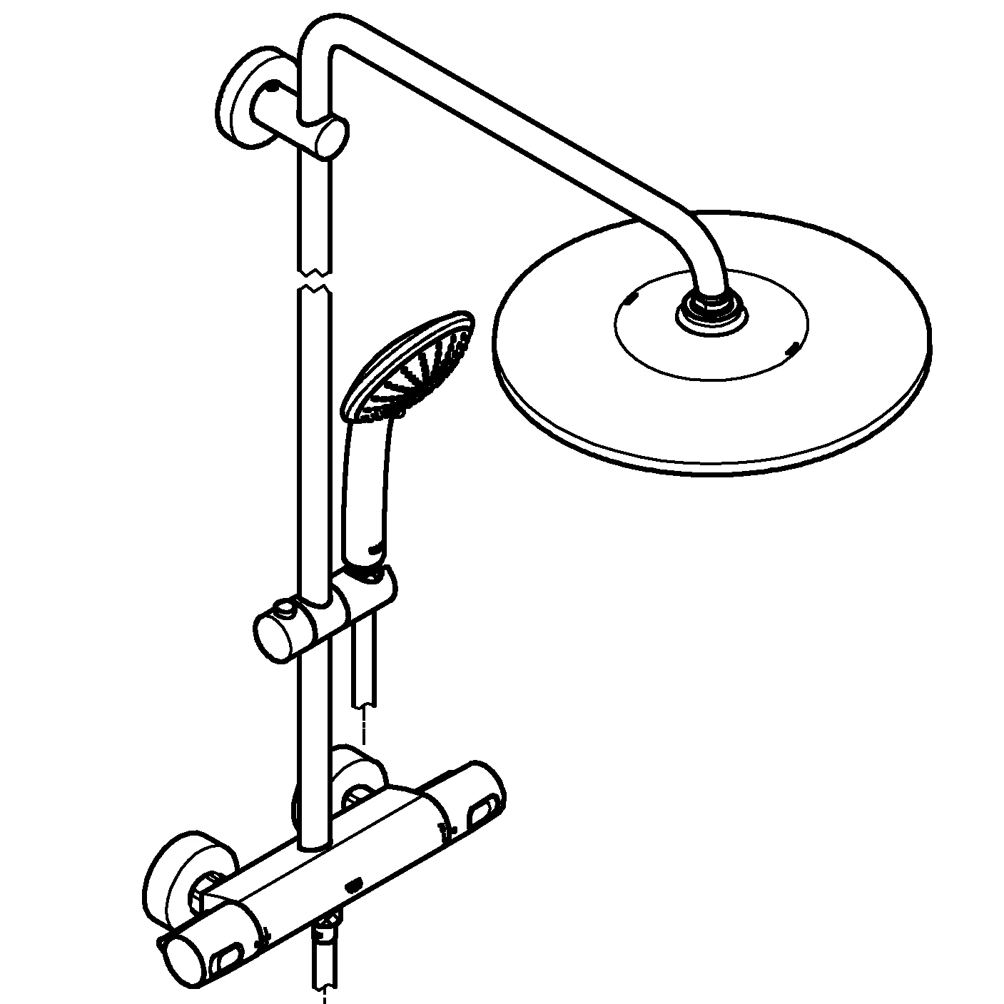 Duschsystem Euphoria System 310 26723, Aufputz-Thermostat mit Aquadimmer Funktion, Wandmontage, für die Wandmontage, 450 mm Duscharm, Kopfbrause Rainshower Mono 310 (26562), Handbrause Euphoria 110 Massage (27239), CoolTouch, chrom