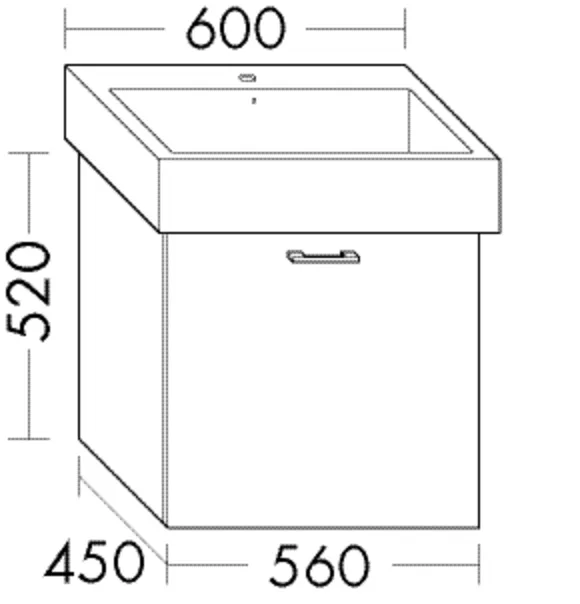 Waschtischunterschrank Sys30 von burgbad – 450 mm tief, 560 mm breit, 520 mm hoch, 1 Auszug, SilentSystem für geräuscharmes Schließen