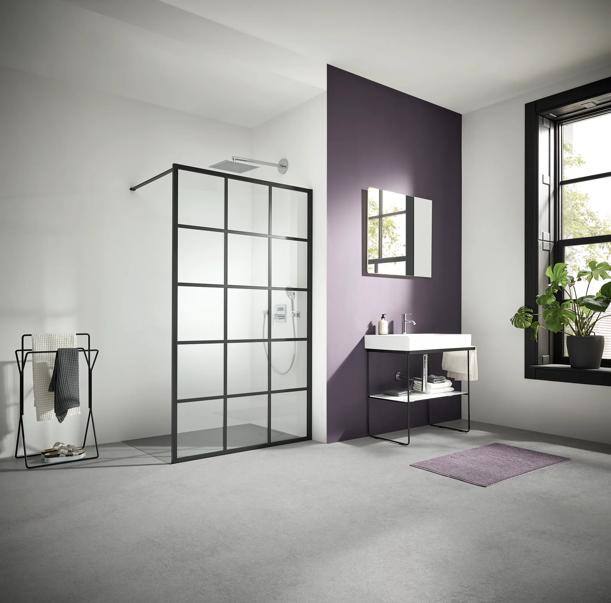 Kermi Duschdesign Walk-In-Duschkabine Dekor Profil „WALK-IN XD“ Glas Klar, Profile Schwarz Soft (RAL 9005), BV: 890 - 910 mm WE: 890 - 910 mm H: 2000 mm Kermi Duschdesign Walk-In-Duschkabine Dekor Profil „WALK-IN XD“ Glas Klar, Profile Schwarz Soft (RAL 9005), BV: 890 - 910 mm WE: 890 - 910 mm H: 2000 mm