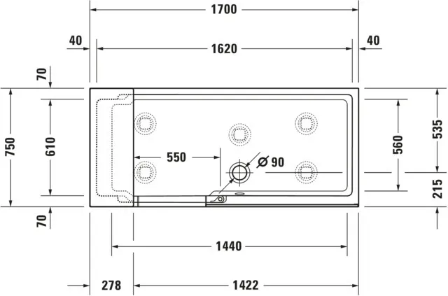 Duravit Badewanne Nische rechts „Shower and Bath“ rechteck 1700 × 1700 mm, rechts in Weiß (matt) Duravit Badewanne Nische rechts „Shower and Bath“ rechteck 1700 × 1700 mm, rechts in Weiß (matt)
