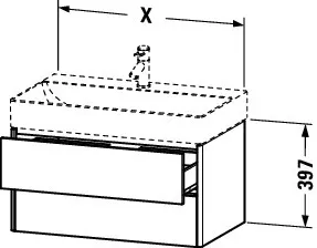 Duravit Waschtischunterschrank wandhängend „XSquare“ 58,4 × 39,7 × 46 cm