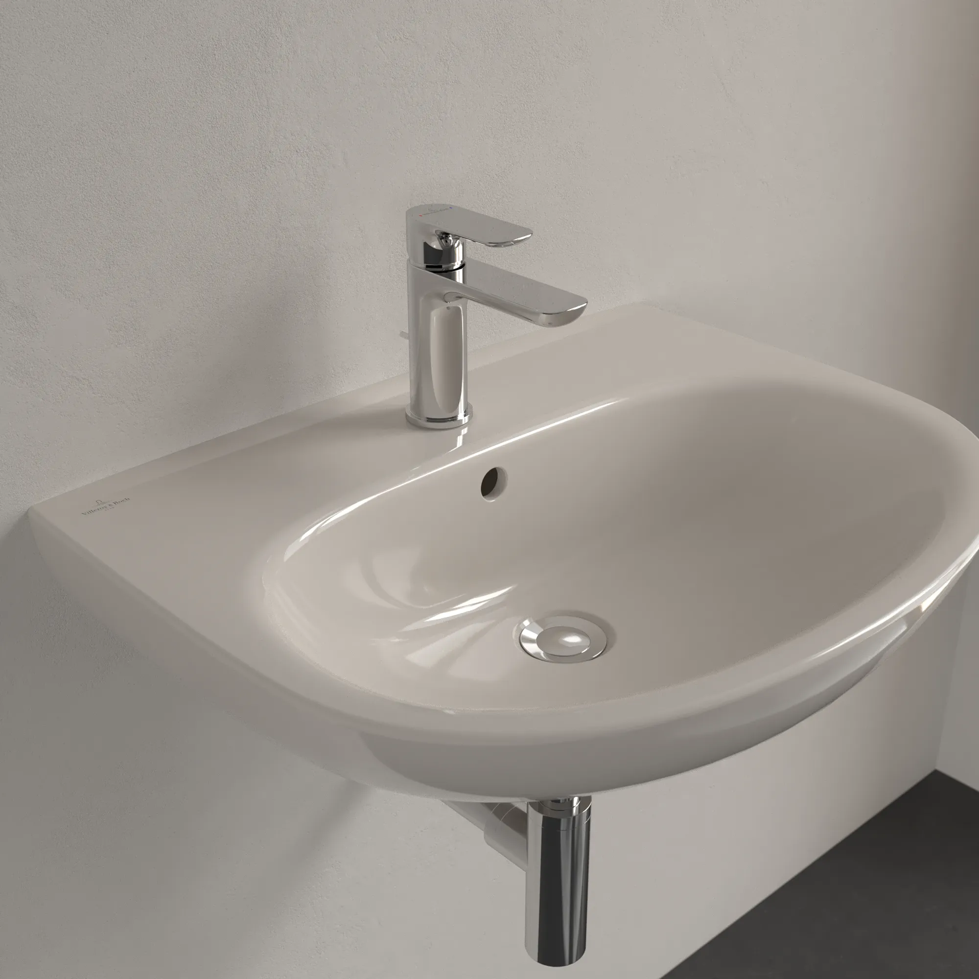 Villeroy & Boch Wandwaschtisch „O.novo“ 600 × 460 × 180 mm, für Becken mittig, Hahnlochposition mittig in Pergamon Villeroy & Boch Wandwaschtisch „O.novo“ 600 × 460 × 180 mm, für Becken mittig, Hahnlochposition mittig in Pergamon