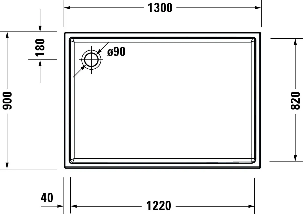 Duravit rechteck Duschwanne „Starck Slimline“ 130 × 90 cm 