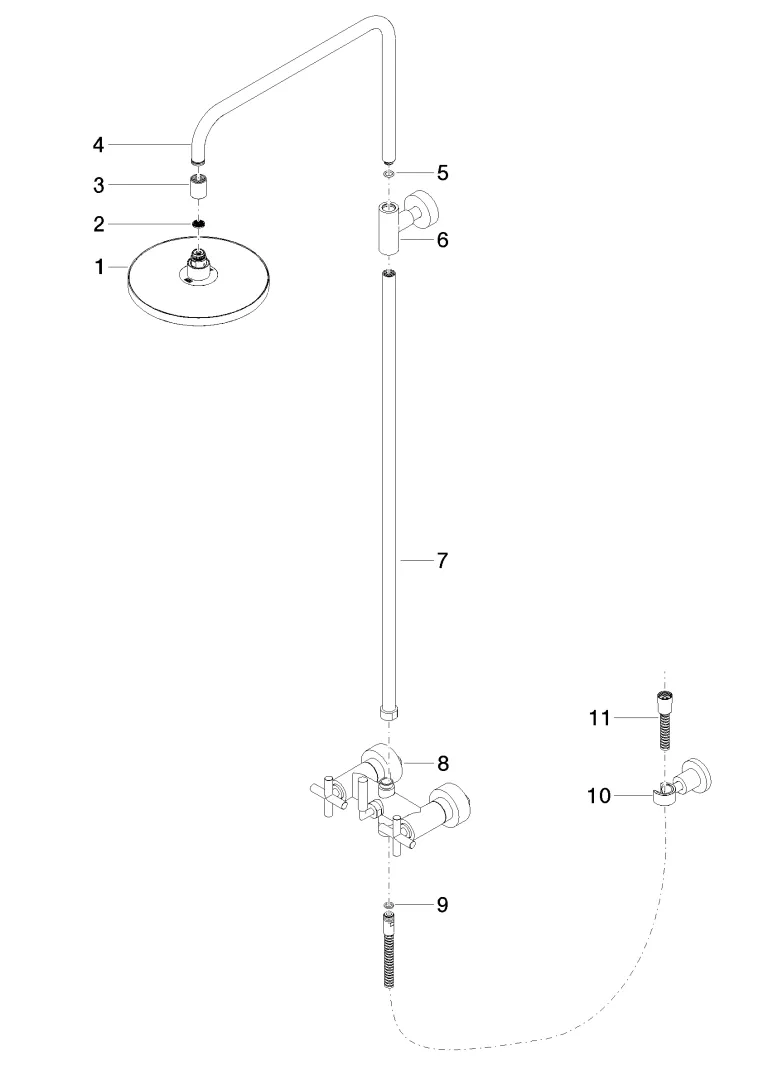 Dornbracht TARA Shower Pipe ohne Handbrause FlowReduce 220 mm - Chrom Dornbracht TARA Shower Pipe ohne Handbrause FlowReduce 220 mm - Chrom