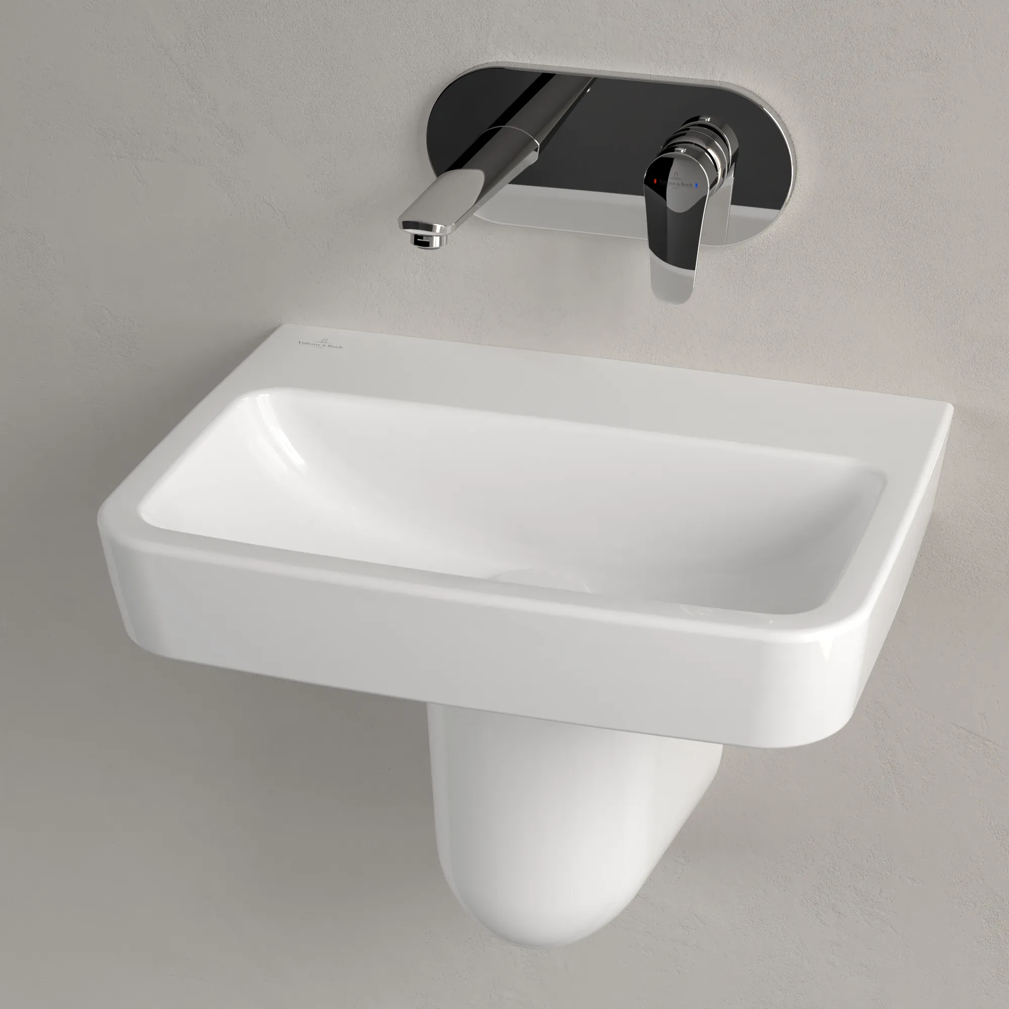 Villeroy & Boch Handwaschbecken „O.novo“ 500 × 370 × 160 mm, für Becken mittig, ohne Hahnlochbohrung