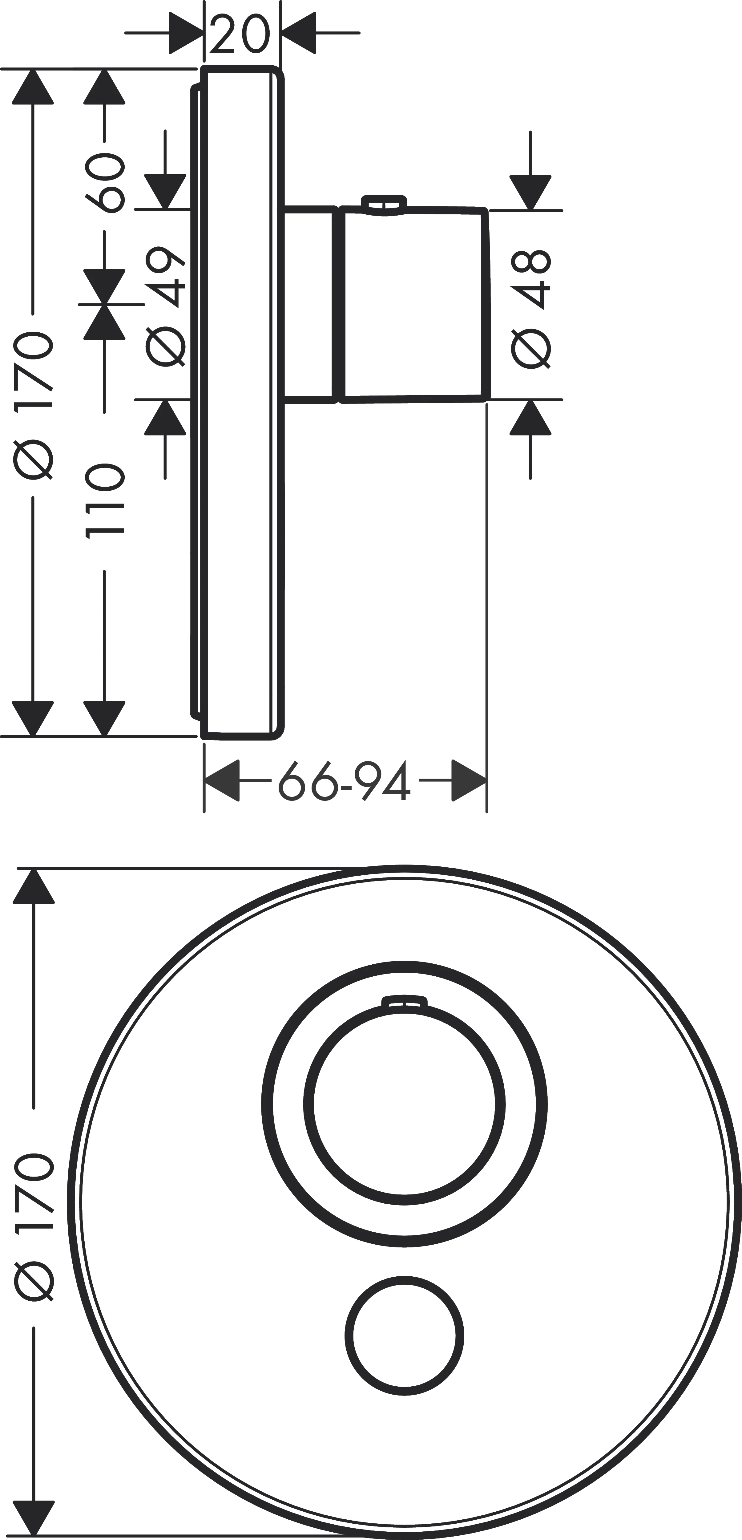 Thermostat UP Axor ShowerSelect Highflow FS 1 Verbraucher rund chrom