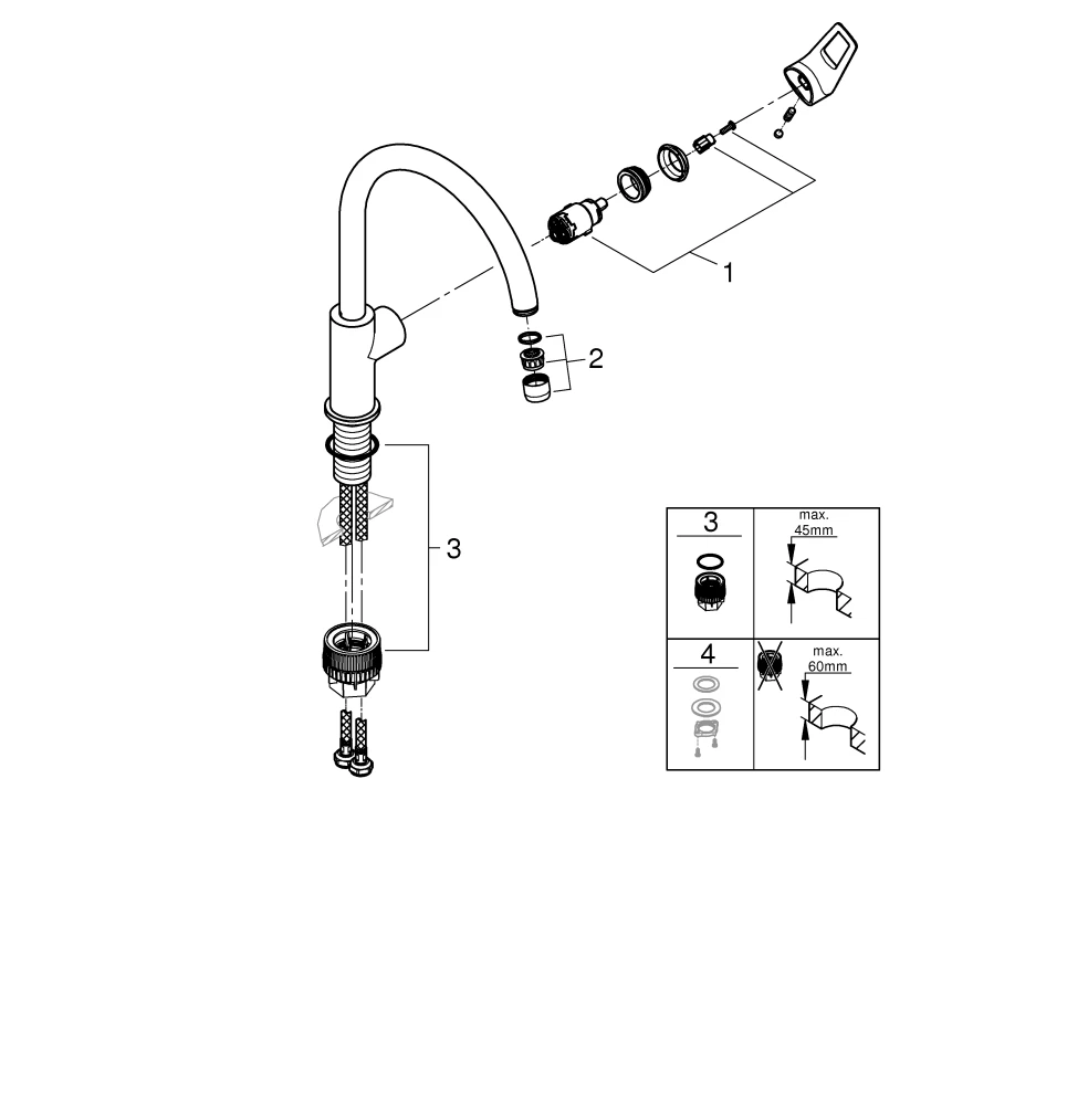 Einhand-Spültischbatterie BauLoop 31368_1, hoher Auslauf, Einlochmontage, getrennte innenliegende Wasserwege – kein Kontakt mit Blei oder Nickel, chrom Einhand-Spültischbatterie BauLoop 31368_1, hoher Auslauf, Einlochmontage, getrennte innenliegende Wasserwege – kein Kontakt mit Blei oder Nickel, chrom