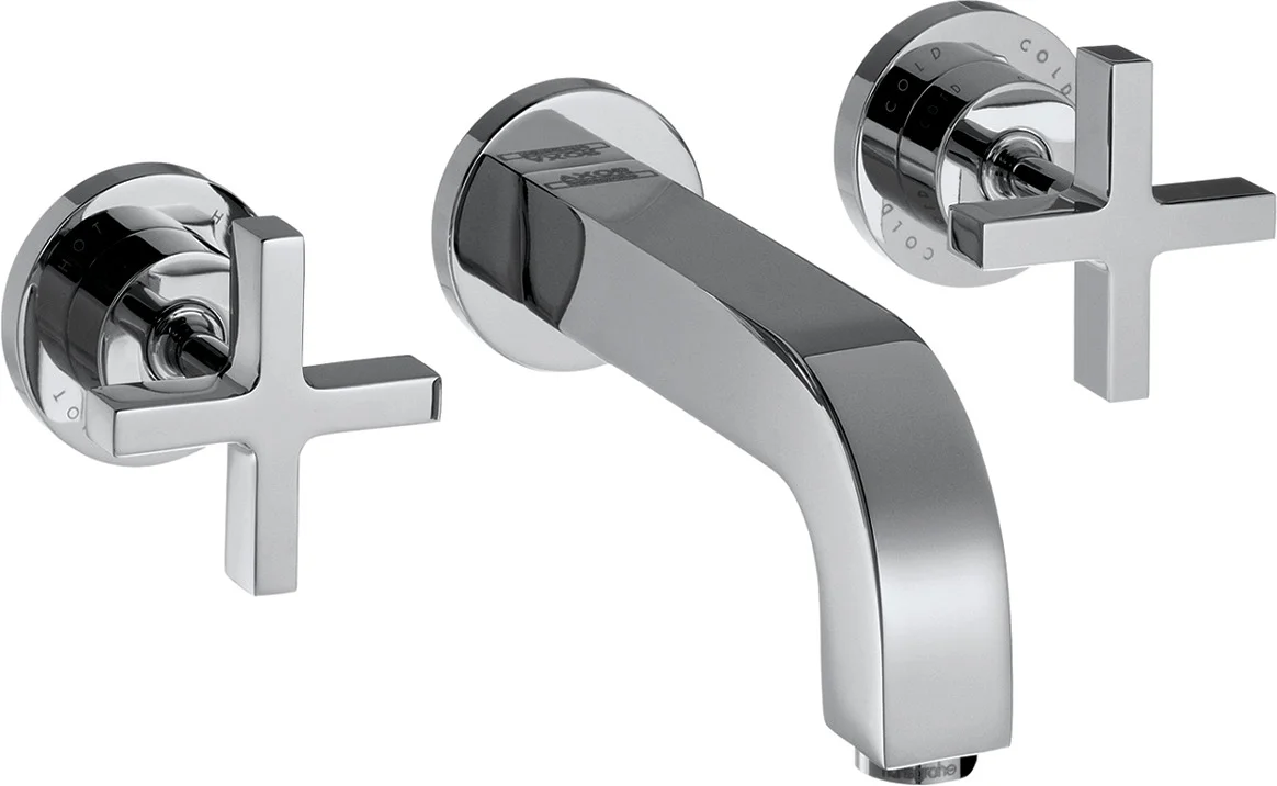 Hansgrohe AXOR Citterio 3-Loch Waschtischarmatur Unterputz, Chrom, Ausladung 162 mm, Kreuzgriff, Normalstrahl, max. Durchfluss 5 l/min