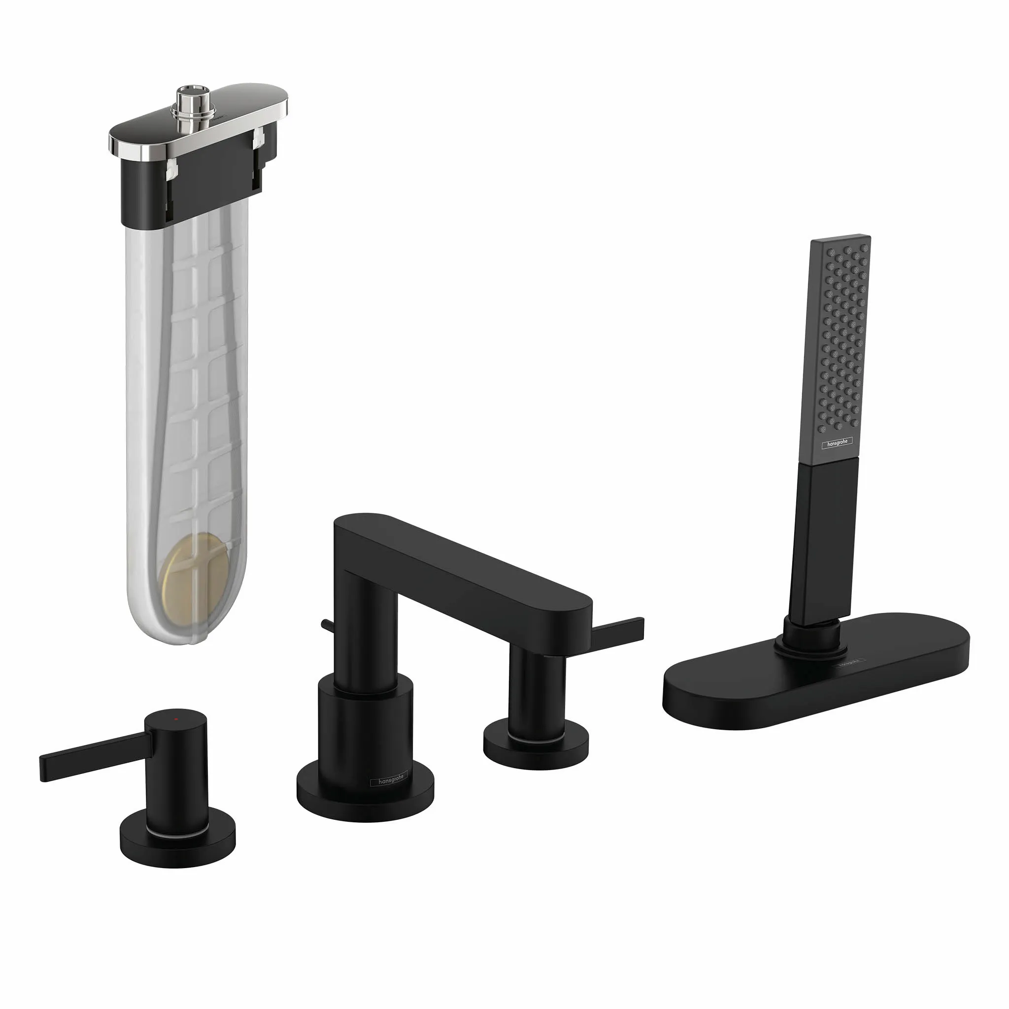 Hansgrohe Finoris 4-Loch Wannenrandarmatur mit sBox, Mattschwarz Hansgrohe Finoris 4-Loch Wannenrandarmatur mit sBox, Mattschwarz