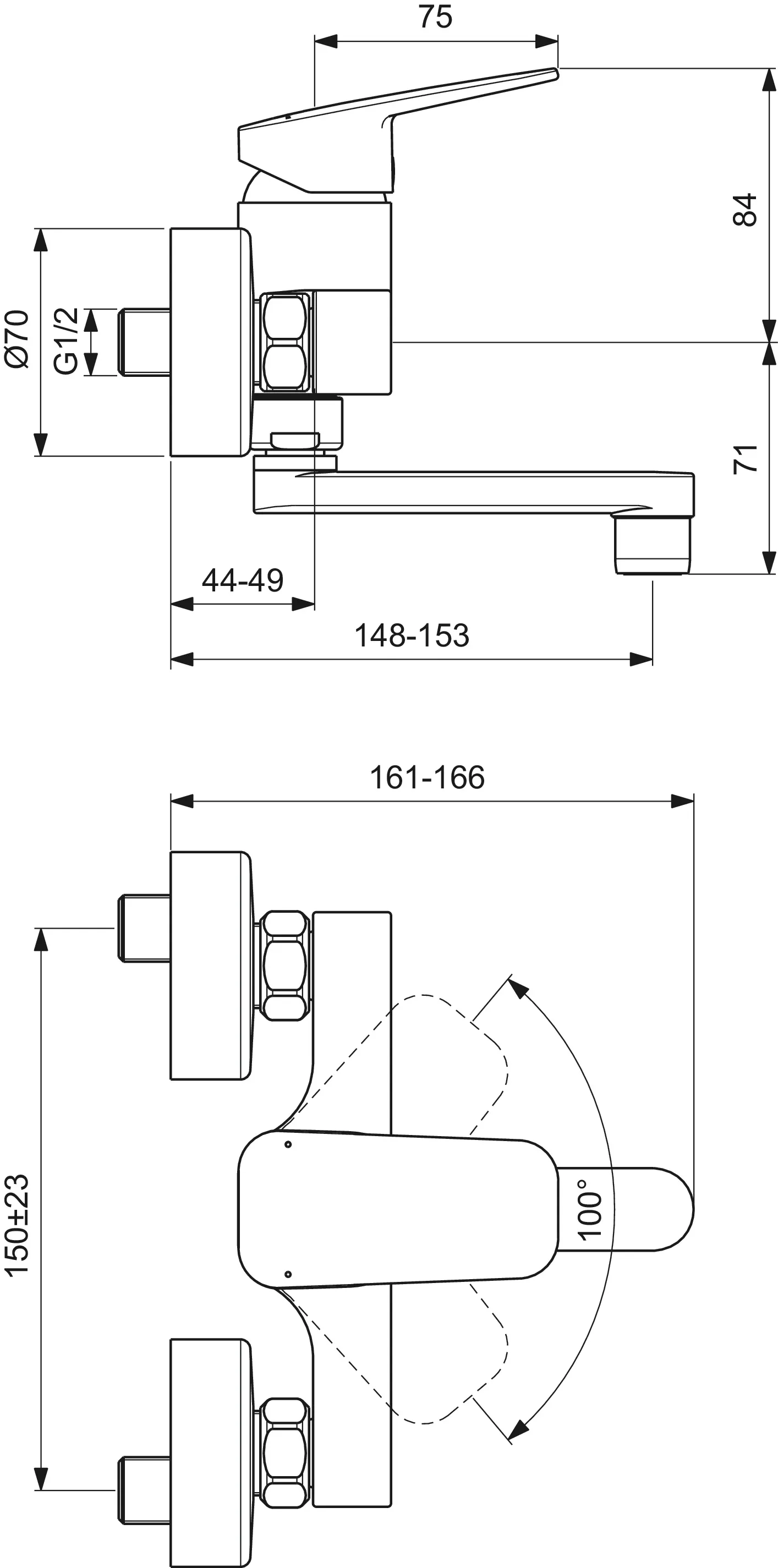 Ideal Standard Wand-Waschtischarmatur Ceraplan Ausladung 148mm Chrom Ideal Standard Wand-Waschtischarmatur Ceraplan Ausladung 148mm Chrom
