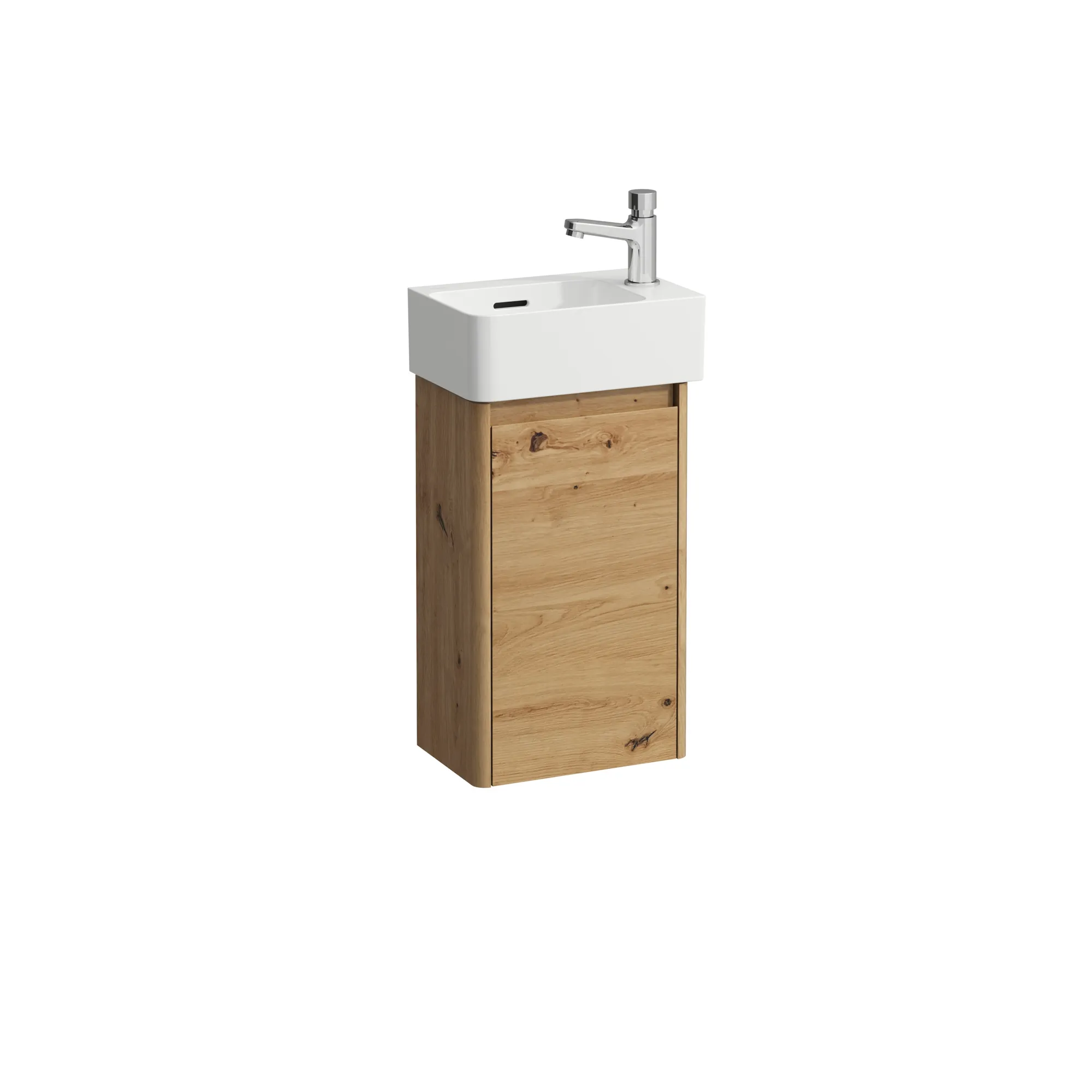 Waschtisch+Waschtischunterbau VAL SET BASE 2.0 220x340x635 1 Hahnloch ohne Überlauf 1 Tür Scharnier rechts mit Griffmulde weiß/we matt