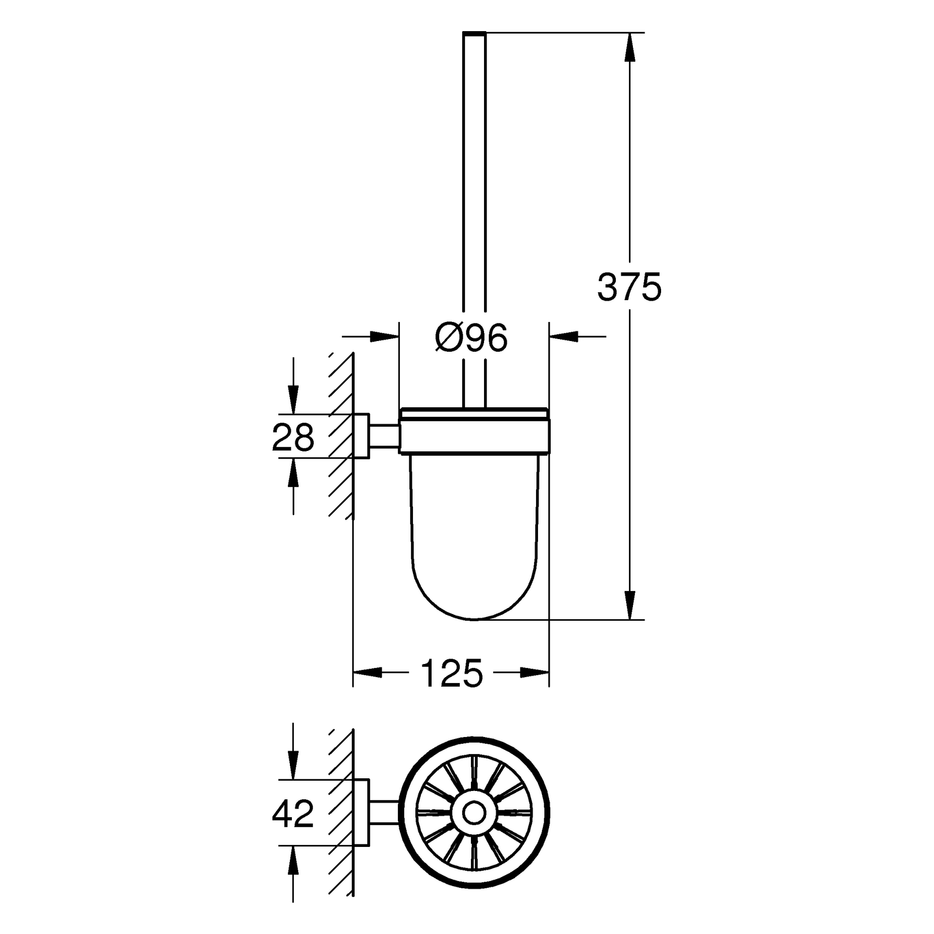 Toilettenbürstengarnitur Essentials Cube 40513_1, Wandmontage, chrom