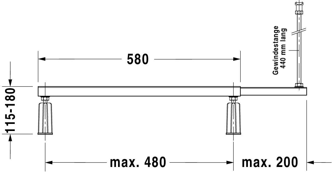 Duravit Fußgestell für Duschwannen „D-Code“ 4 × 58 cm