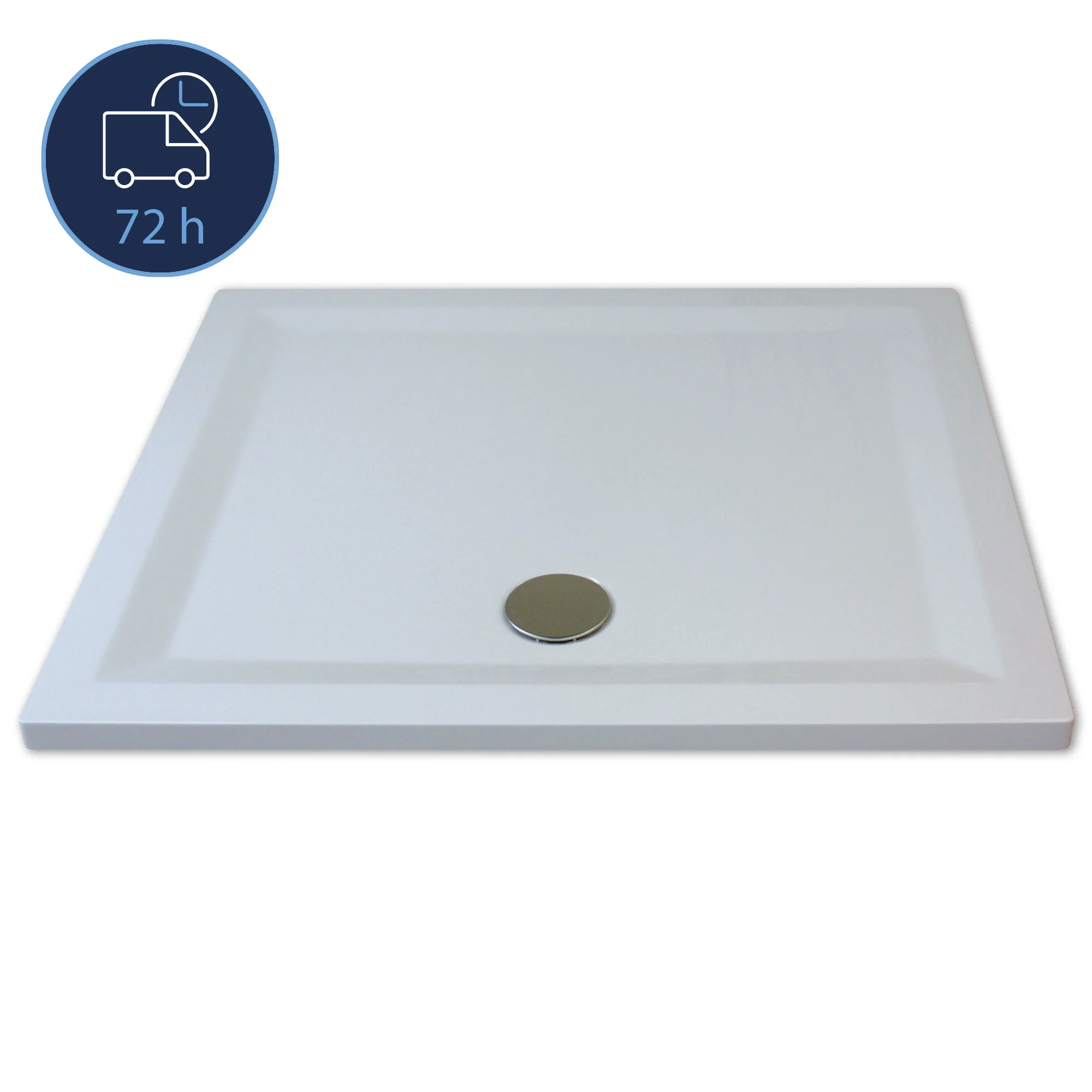 Breuer QUICK 72 Flat Line Design Rechteckwanne, Weiß, 750 × 900 mm, 35 mm Höhe