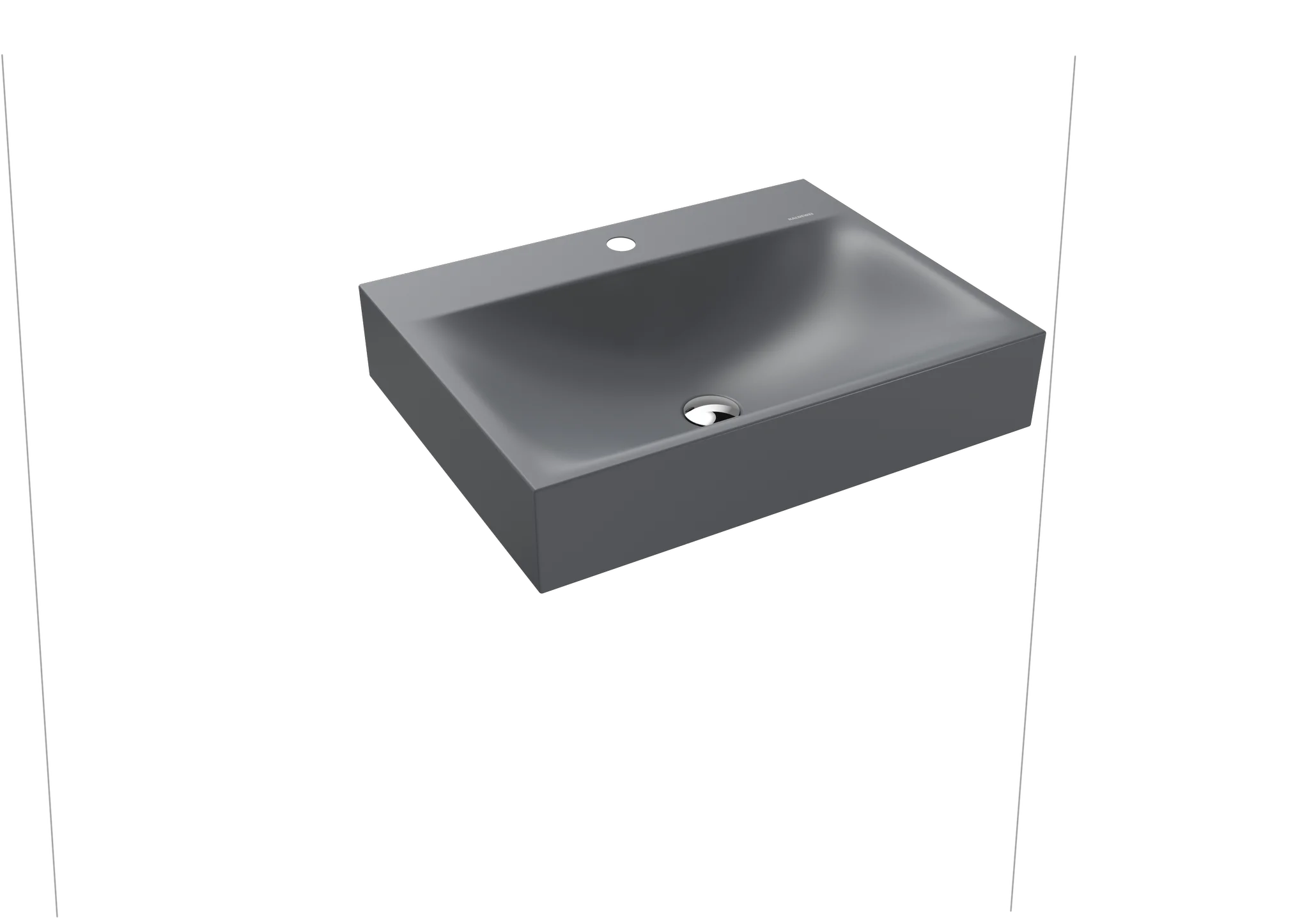 Kaldewei SILENIO Wandwaschtisch, 600x460 mm, cool grey 70, Perl-Effekt, mit Überlauf, 1x 1er Hahnlochbohrung