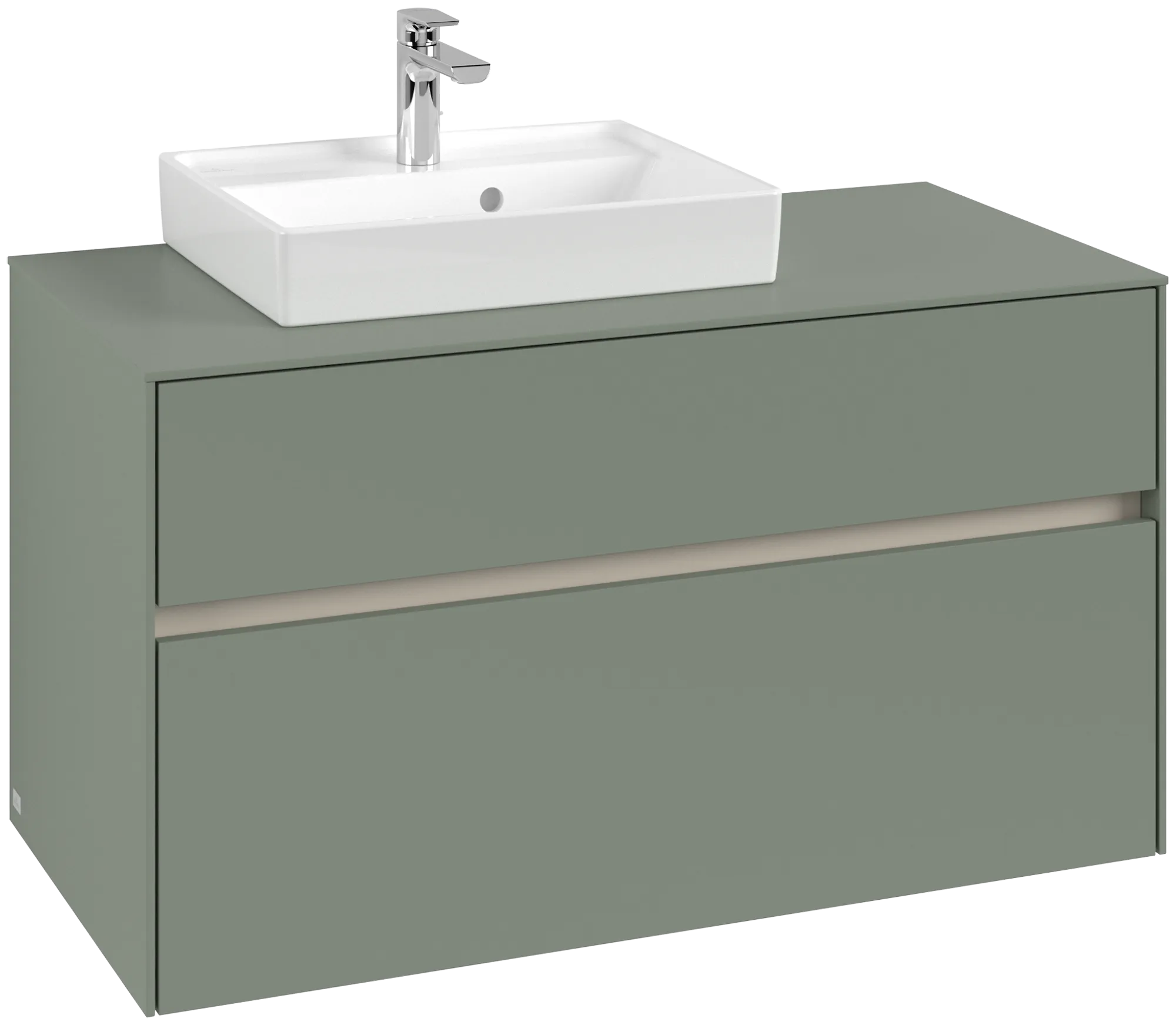 Villeroy & Boch Waschbeckenunterschrank Collaro C01400, Eckig Soft Green, 1000x548x500mm, 2 Auszüge mit Antirutsch-Boden, SoftClosing, Wandmontage Villeroy & Boch Waschbeckenunterschrank Collaro C01400, Eckig Soft Green, 1000x548x500mm, 2 Auszüge mit Antirutsch-Boden, SoftClosing, Wandmontage