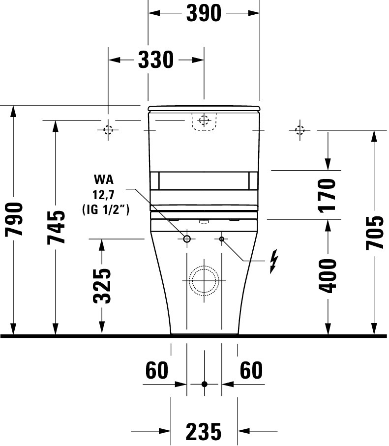 Stand-WC Kombi DuraStyle 700 mm, TS fürSPK, fürSW mitverd.Anschl., weiß Stand-WC Kombi DuraStyle 700 mm, TS fürSPK, fürSW mitverd.Anschl., weiß