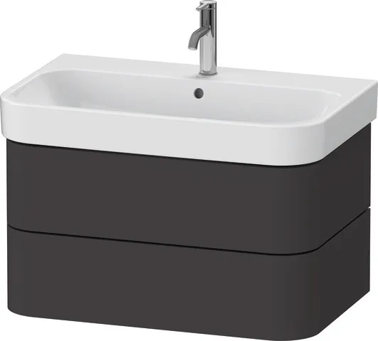 Duravit Waschtischunterschrank wandhängend „Happy D.2 Plus“ 77,5 × 41,5 × 49 cm Graphit Supermatt Duravit Waschtischunterschrank wandhängend „Happy D.2 Plus“ 77,5 × 41,5 × 49 cm Graphit Supermatt