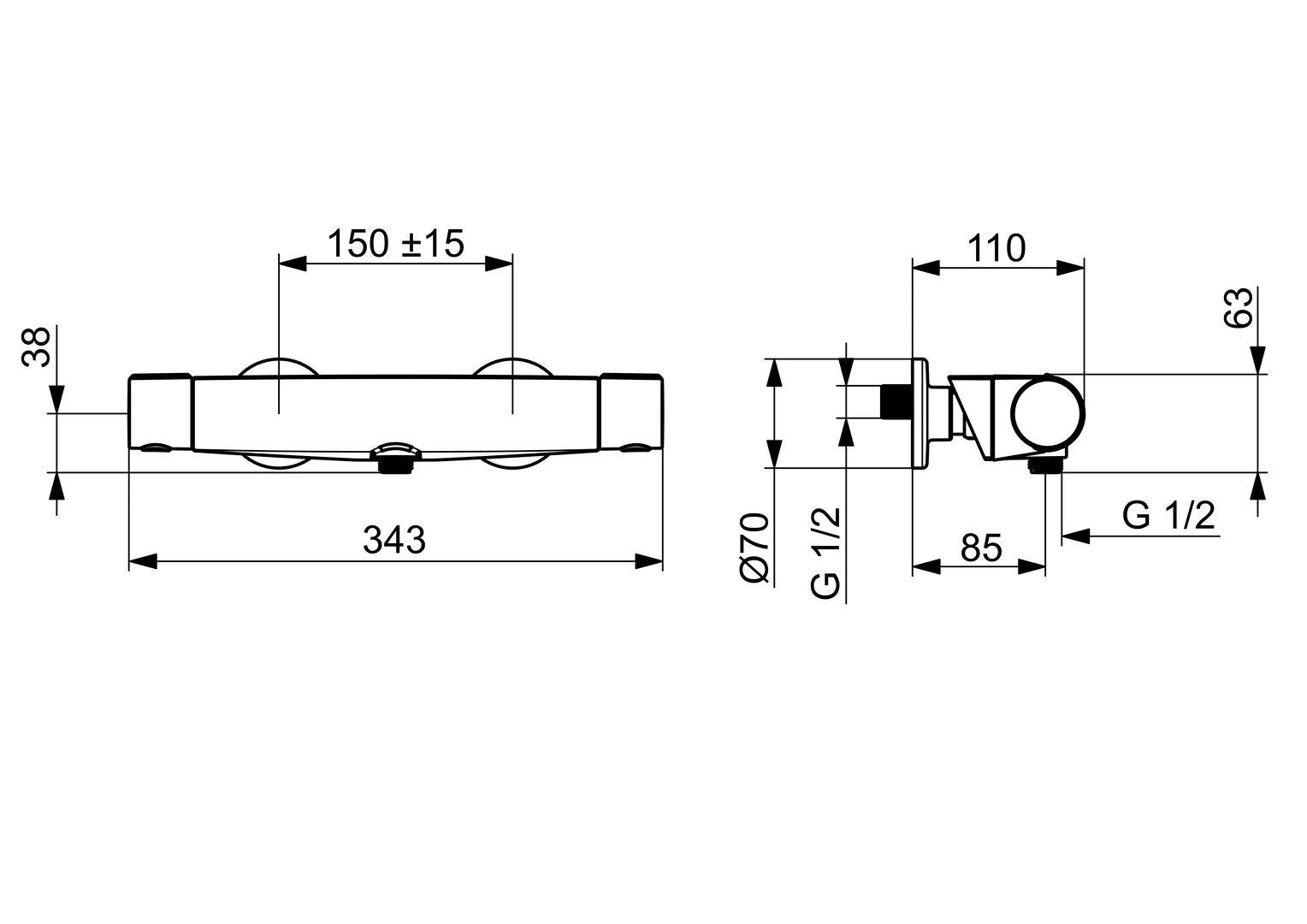 Hansa Hansaoptima 2023 Duscharmatur Wandmontage Thermostat Matt-Schwarz