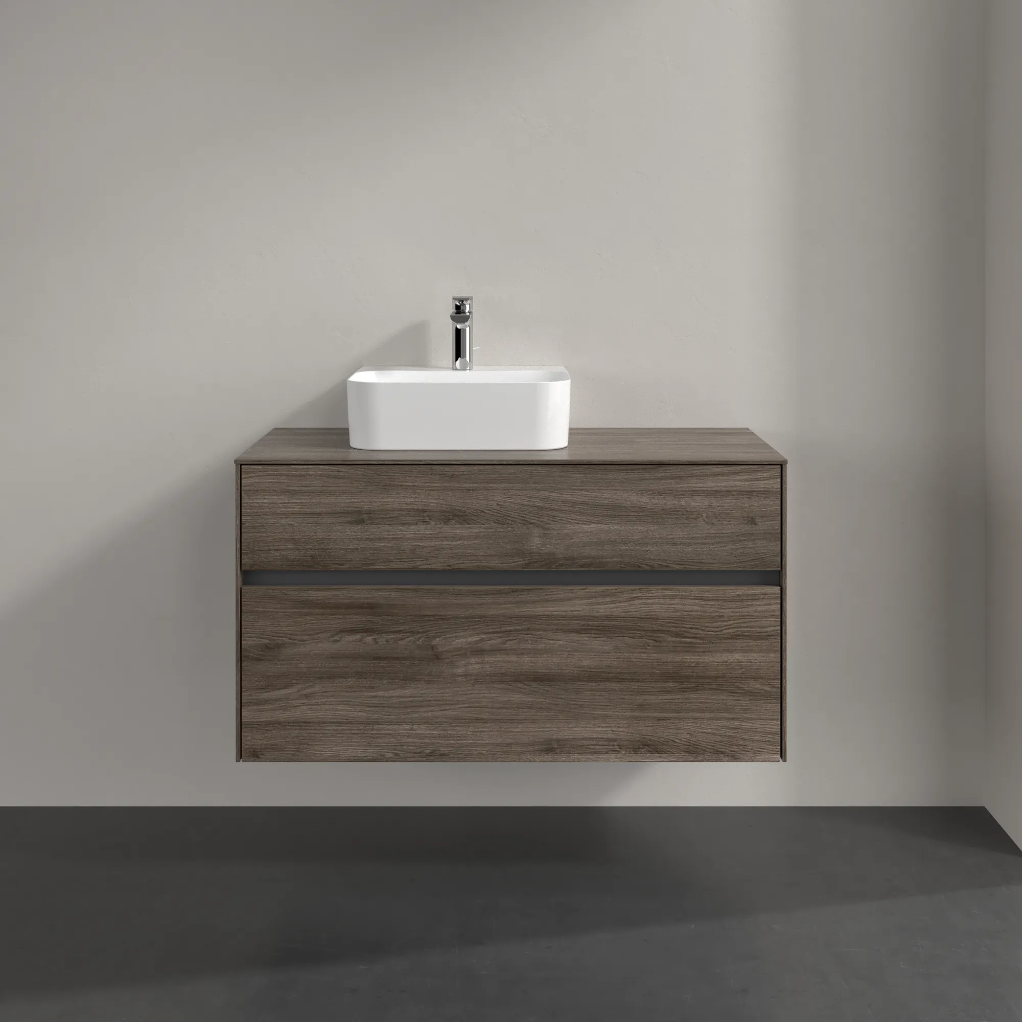 Villeroy & Boch Waschtischunterschrank „Collaro“ 1000 × 548 × 500 mm Stone Oak, ohne Beleuchtung, für Becken links