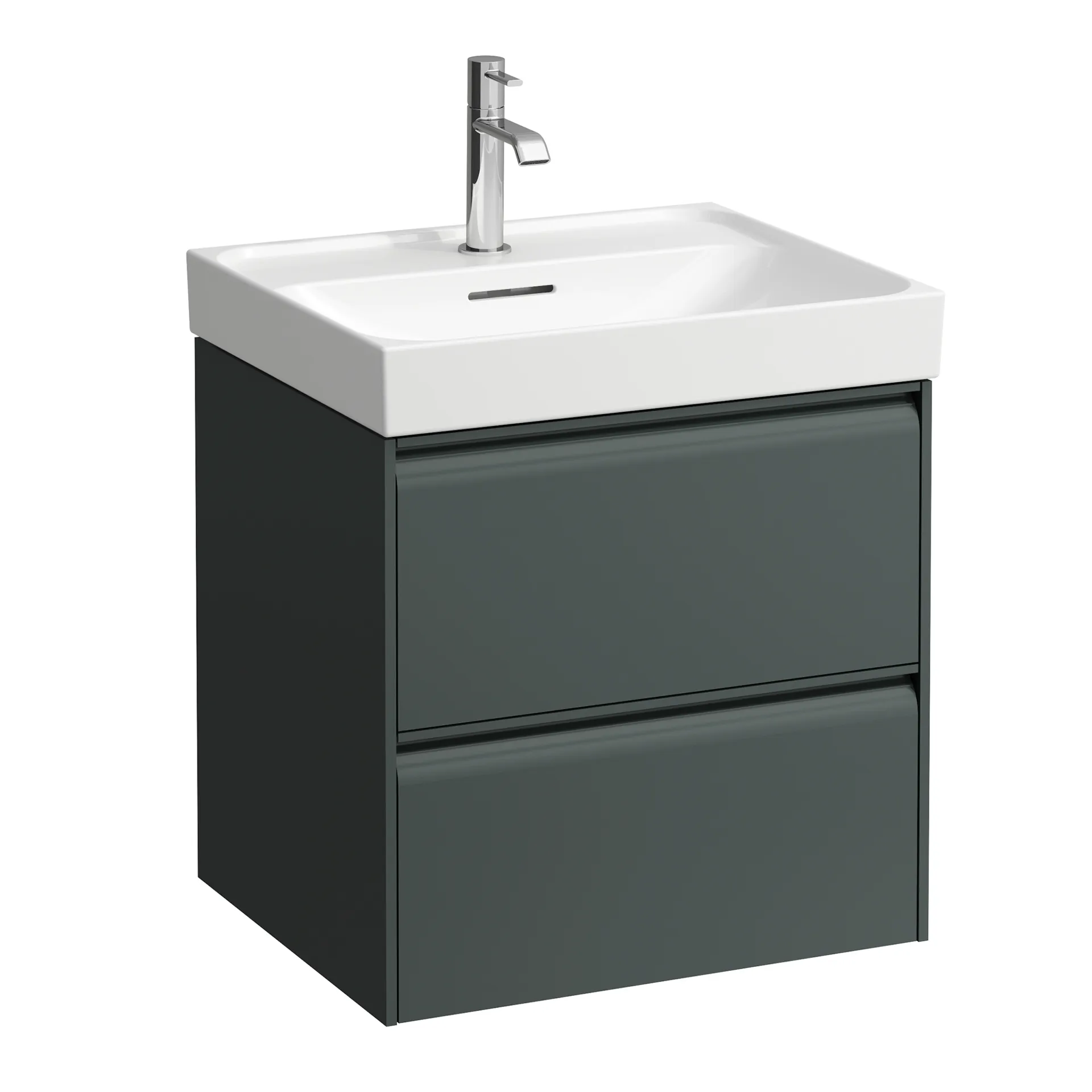 Waschtischunterbau, MEDA, 448x534x515, mit 2 Schubladen, 1 Ordnungssystem, integrierte Griffleiste, Vollauszug und Soft-Close, für Waschtisch MEDA H810112 (55 cm), weiß matt Waschtischunterbau, MEDA, 448x534x515, mit 2 Schubladen, 1 Ordnungssystem, integrierte Griffleiste, Vollauszug und Soft-Close, für Waschtisch MEDA H810112 (55 cm), weiß matt