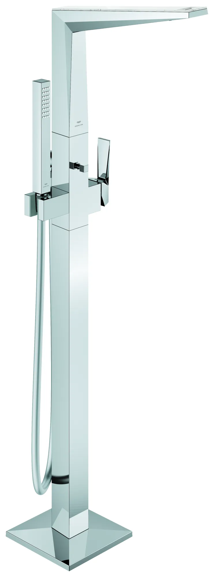 Einhand-Wannenbatterie Allure Brilliant Private Collection 24423, Bodenmontage, Griff mit White Attica Ceasarstone, Fertigmontageset für 45 984, Ausladung 270 mm, mit Euphoria Cube+ Handbrauseset, chrom Einhand-Wannenbatterie Allure Brilliant Private Collection 24423, Bodenmontage, Griff mit White Attica Ceasarstone, Fertigmontageset für 45 984, Ausladung 270 mm, mit Euphoria Cube+ Handbrauseset, chrom