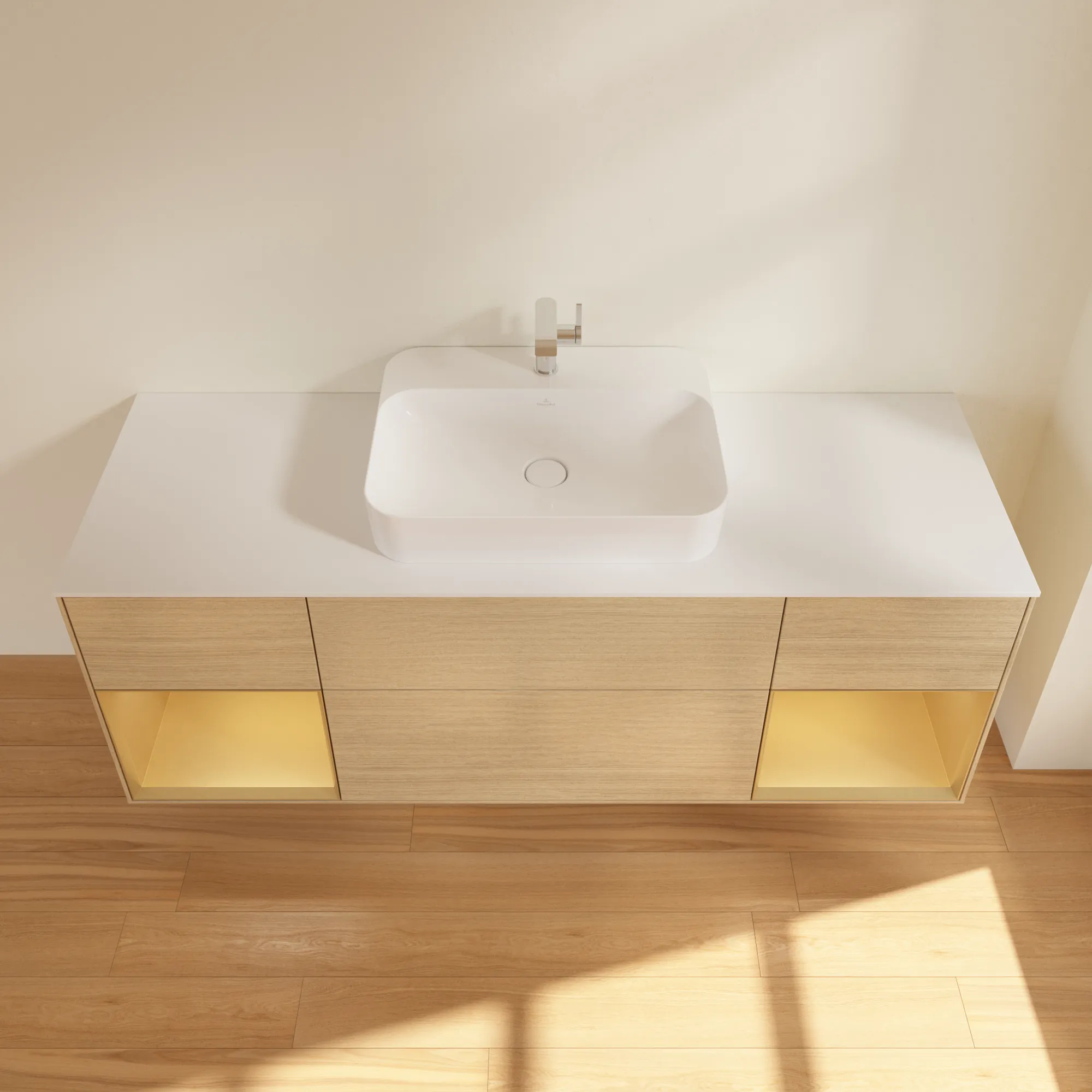 Villeroy & Boch Waschtischunterschrank „Finion“ für Schrankwaschtisch 1600 × 603 × 501 mm Oak Veneer, für Becken mittig