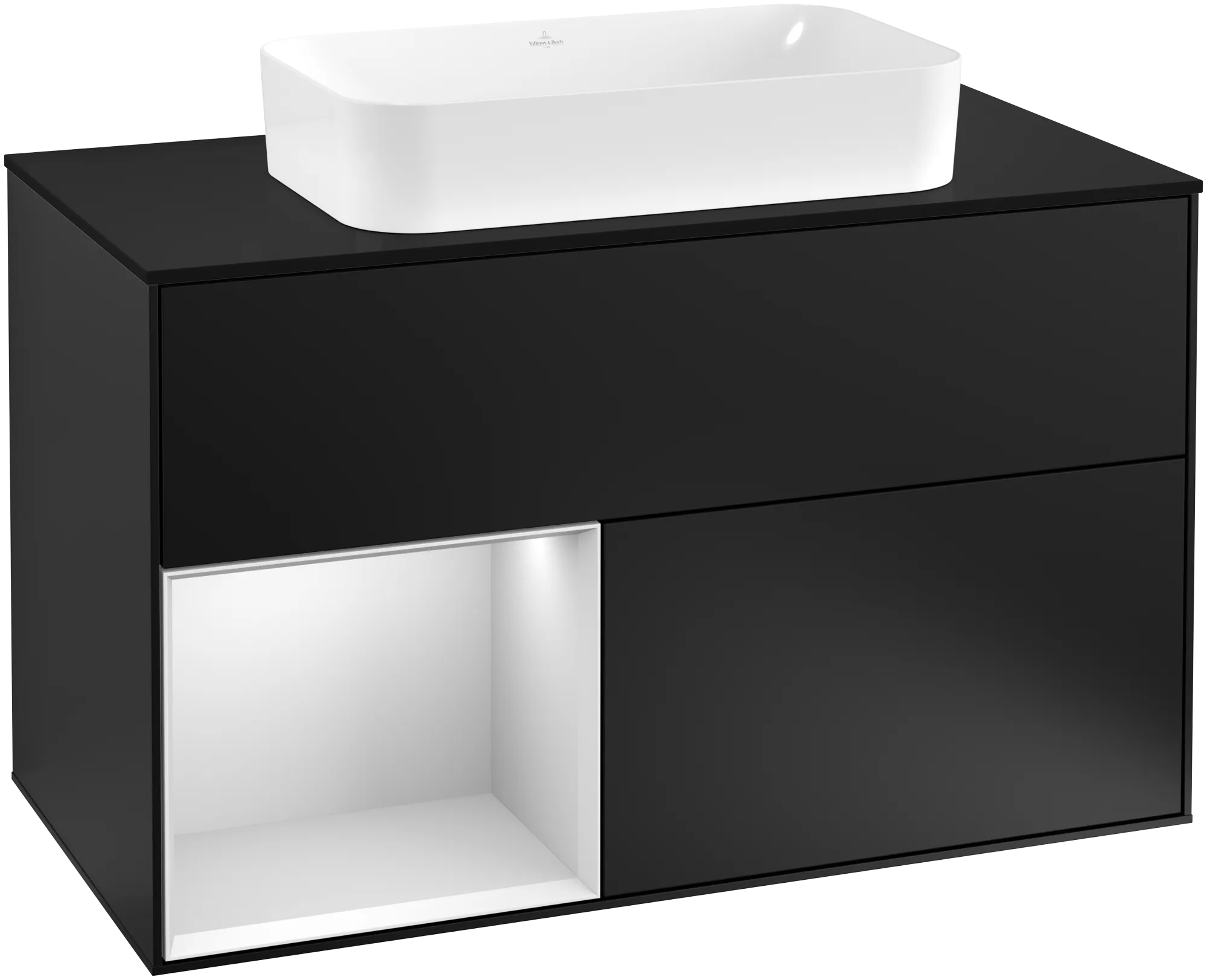 Villeroy & Boch Waschbeckenunterschrank Finion F24, 1000 x 603 x 501 mm, Black Matt Lacquer, mit Beleuchtung und Push-to-open Funktion Villeroy & Boch Waschbeckenunterschrank Finion F24, 1000 x 603 x 501 mm, Black Matt Lacquer, mit Beleuchtung und Push-to-open Funktion