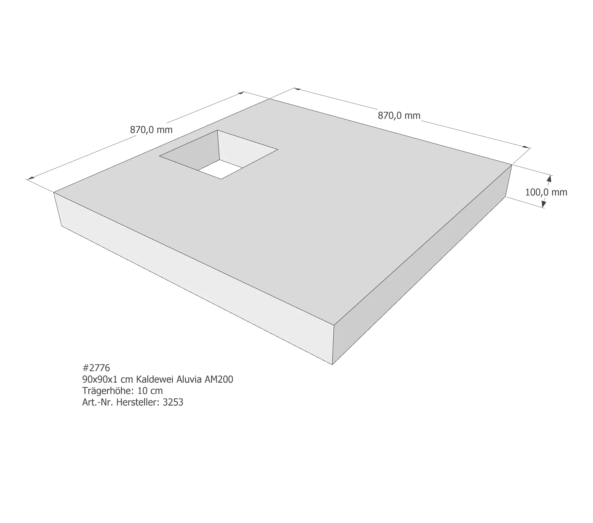 Duschwannenträger passend für Kaldewei 90 × 90 cm