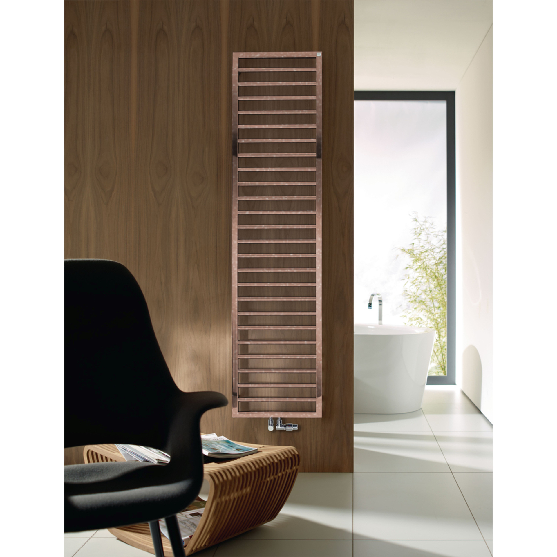 Zehnder Design-Heizkörper „Subway“ für Warmwasser-Zentralheizung oder gemischten Betrieb mit 50 mm-Mittelanschluss 45 × 183,7 cm in Terracotta Faded