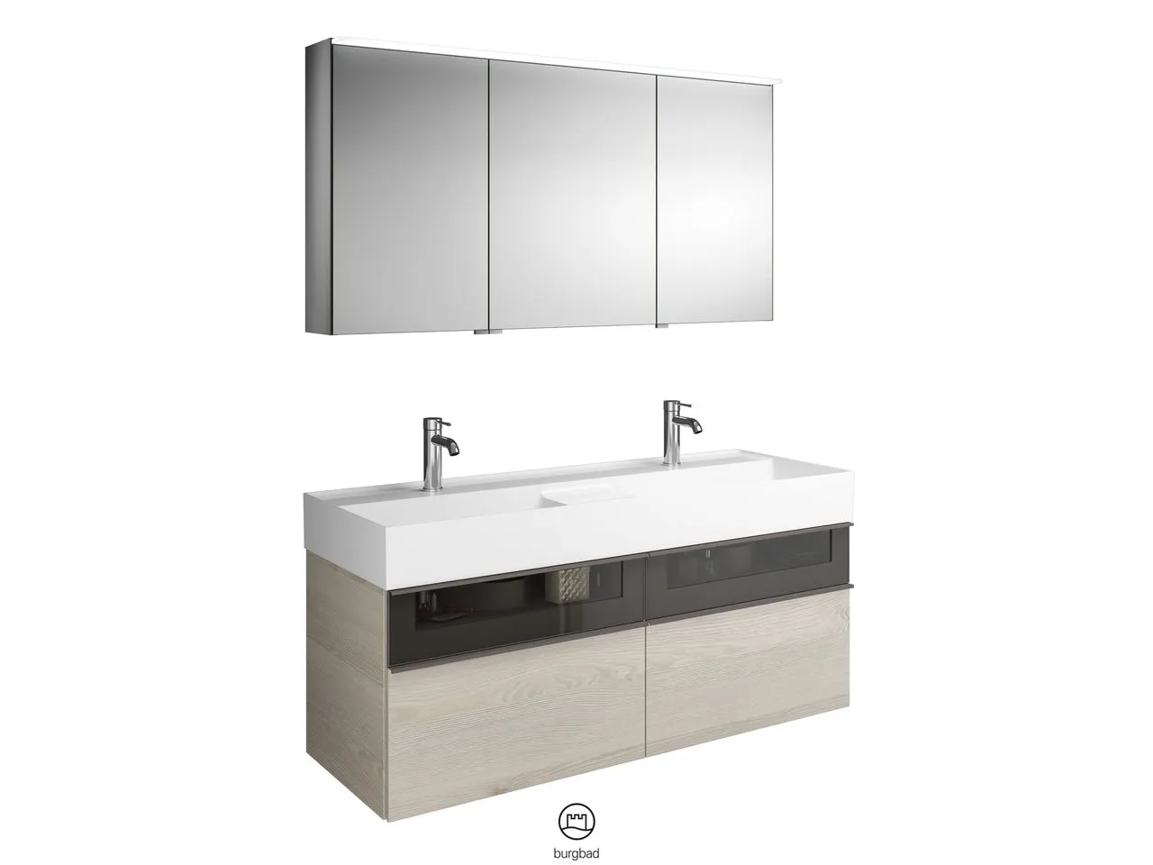 burgbad Badmöbelset „Yumo“ in Eiche Dekor Silber burgbad Badmöbelset „Yumo“ in Eiche Dekor Silber