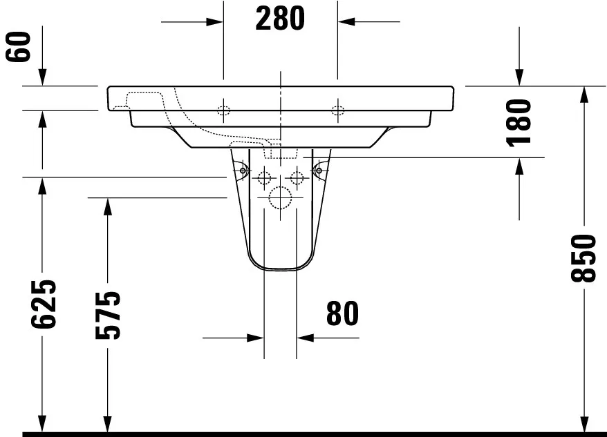 Waschtisch „D-Code“, Form rechteckig 85 × 48,5 cm