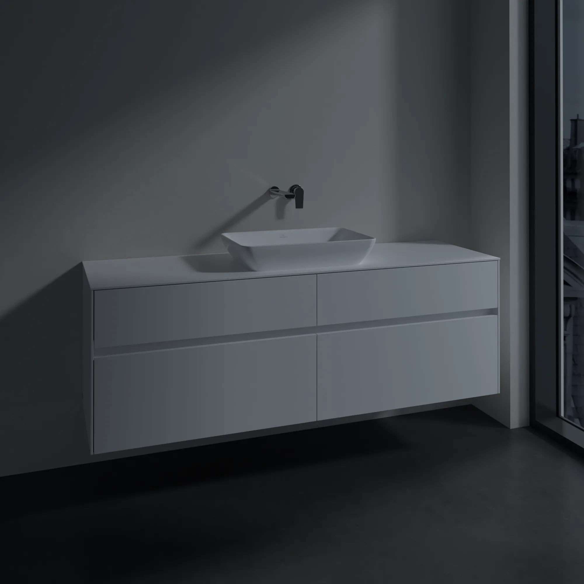Villeroy & Boch Waschtischunterschrank „Collaro“ 1600 × 548 × 500 mm Weiß Matt, ohne Beleuchtung, für Becken mittig