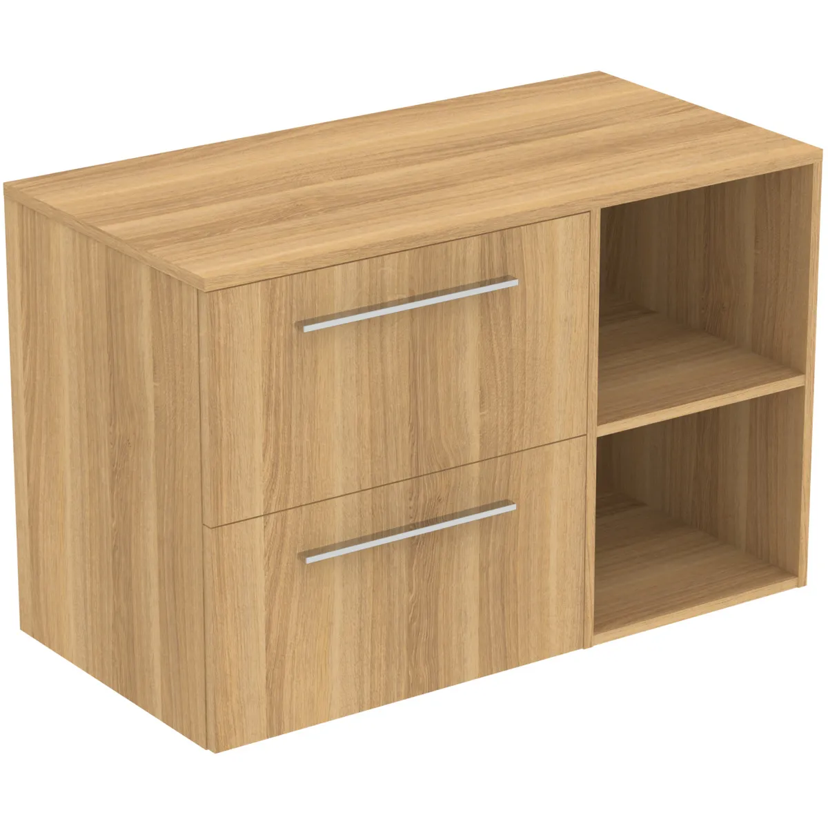 Ideal Standard i.life B 100cm Möbel-Set 2 Auszüge 2 offene Fächer Griff Chrom Coffee Oak