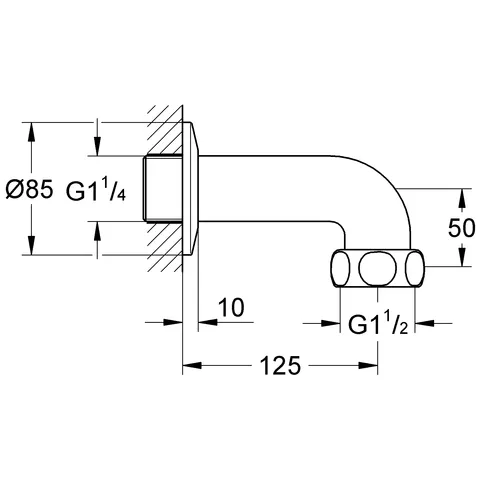 Abgangsbogen 12432, DN 32, Ausladung 125 mm, chrom Abgangsbogen 12432, DN 32, Ausladung 125 mm, chrom