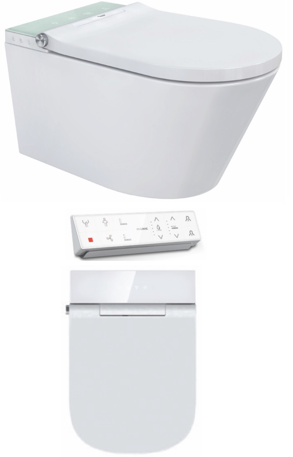 wandhängendes Dusch-Tiefspül-WC AqvaCeramica - spülrandlos - 3 l / 4,5 l Wasserspartechnik - verdeckte Befestigung - 596 × 370 mm - wrapover WC-Sitz mit Absenkautomatik - Design-Abdeckung Perlweiss - programmierbare Fernbedienung - 4 Benutzerprofile wandhängendes Dusch-Tiefspül-WC AqvaCeramica - spülrandlos - 3 l / 4,5 l Wasserspartechnik - verdeckte Befestigung - 596 × 370 mm - wrapover WC-Sitz mit Absenkautomatik - Design-Abdeckung Perlweiss - programmierbare Fernbedienung - 4 Benutzerprofile