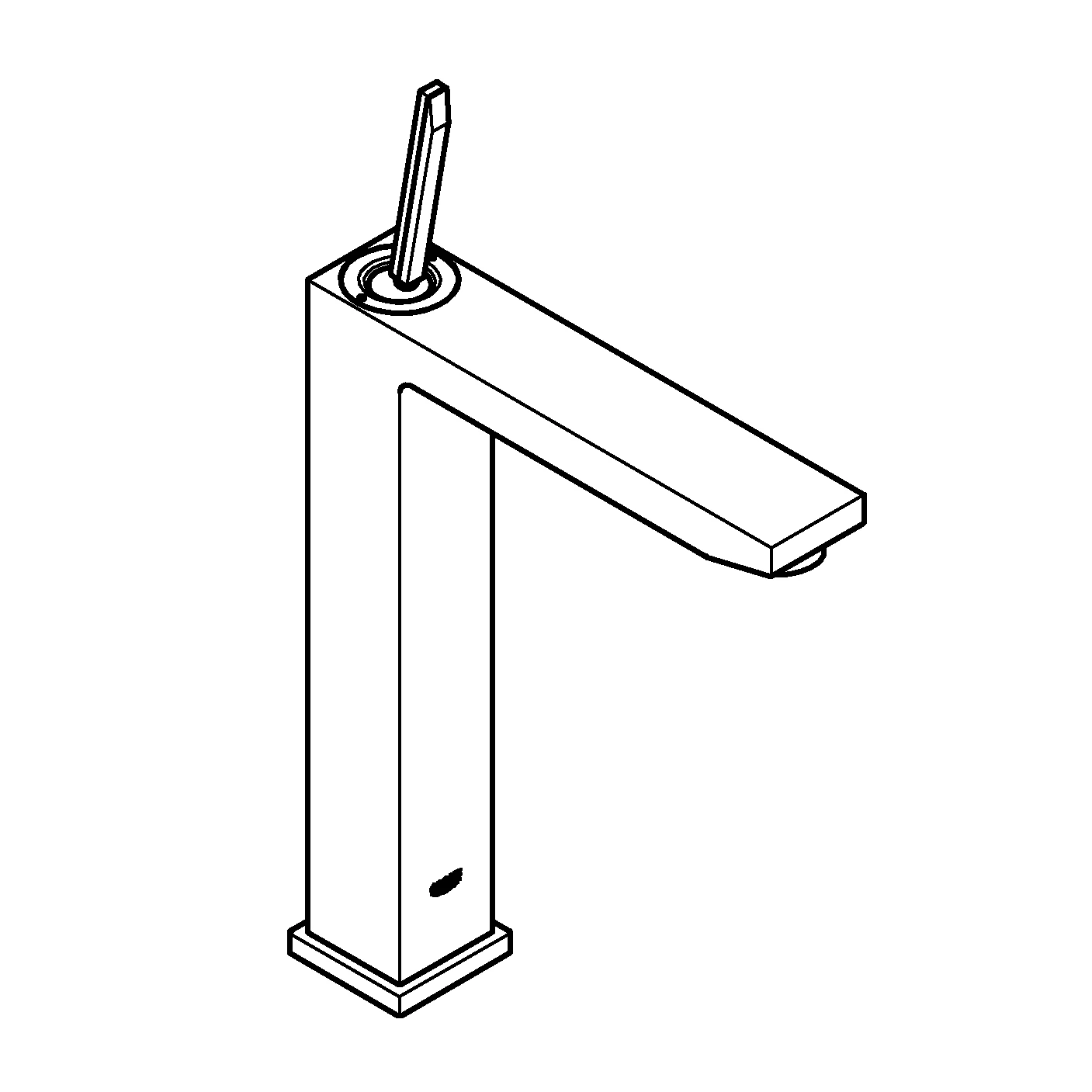 Einhand-Waschtischbatterie Eurocube Joy 23661, XL-Size, Einlochmontage, für freistehende Waschschüsseln, glatter Körper, chrom