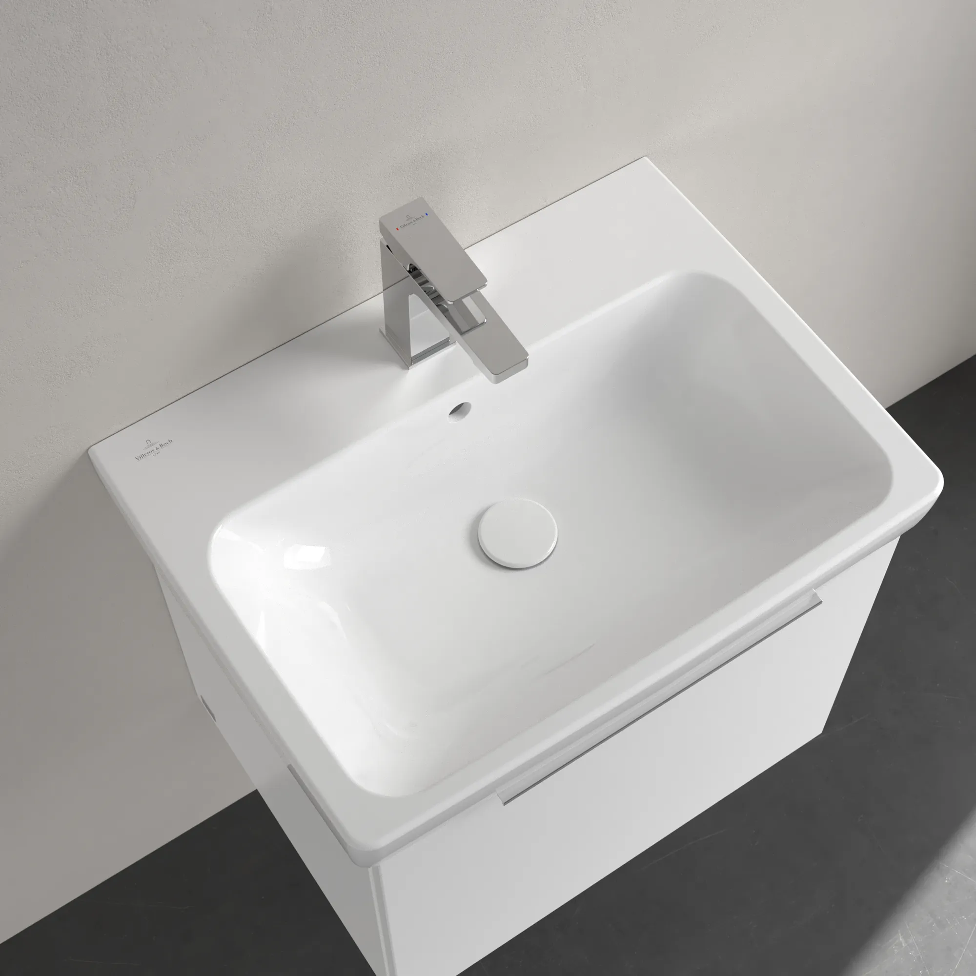 Villeroy & Boch Waschbecken „Architectura“ 600 × 445 × 165 mm, ohne Hahnlochbohrung, für Becken mittig in Weiß Alpin Villeroy & Boch Waschbecken „Architectura“ 600 × 445 × 165 mm, ohne Hahnlochbohrung, für Becken mittig in Weiß Alpin